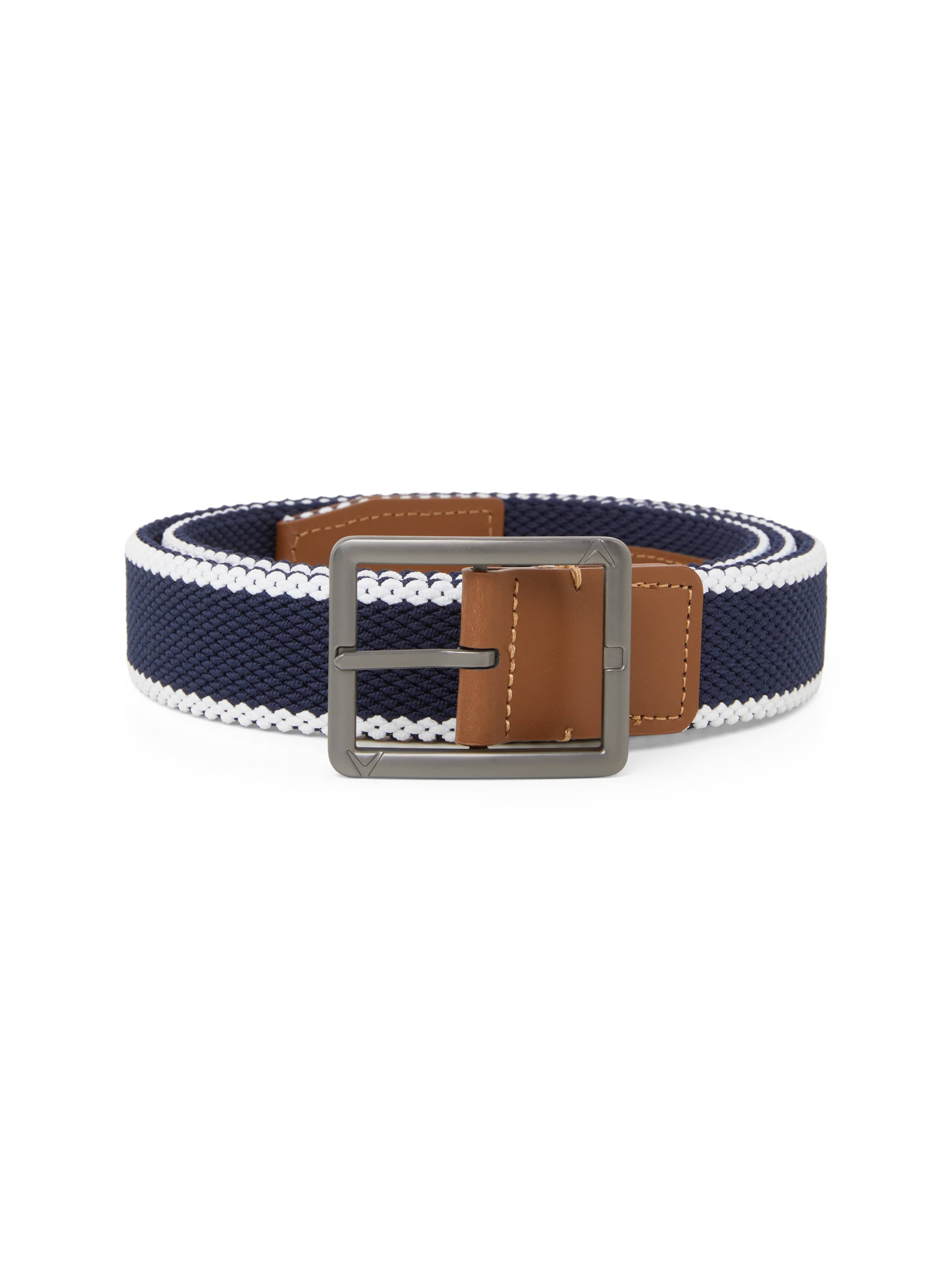 Men's Striped Stretch Belt - Adjustable Waistband for Jeans & Pants | Comfortable Elastic Dress Belt for Business Casual & Everyday Wear