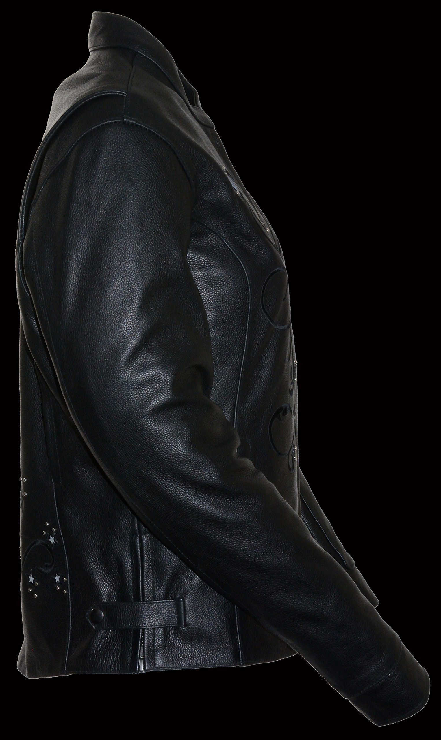 Milwaukee Leather Women's Reflective Star Embroidery Jacket - Stylish Motorcycle Riding Gear for Night Safety & Fashion