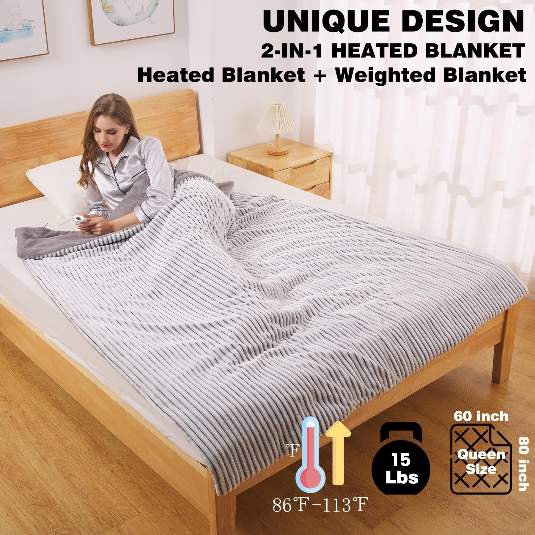 ZonLi 15lbs Heated Weighted Blanket - 60