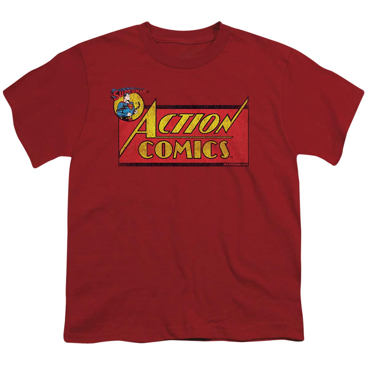 Superman Action Comics Logo Unisex Youth T-Shirt - Cool Graphic Tee for Kids & Teens - Perfect for Cosplay, Comic Con & Superhero Fans