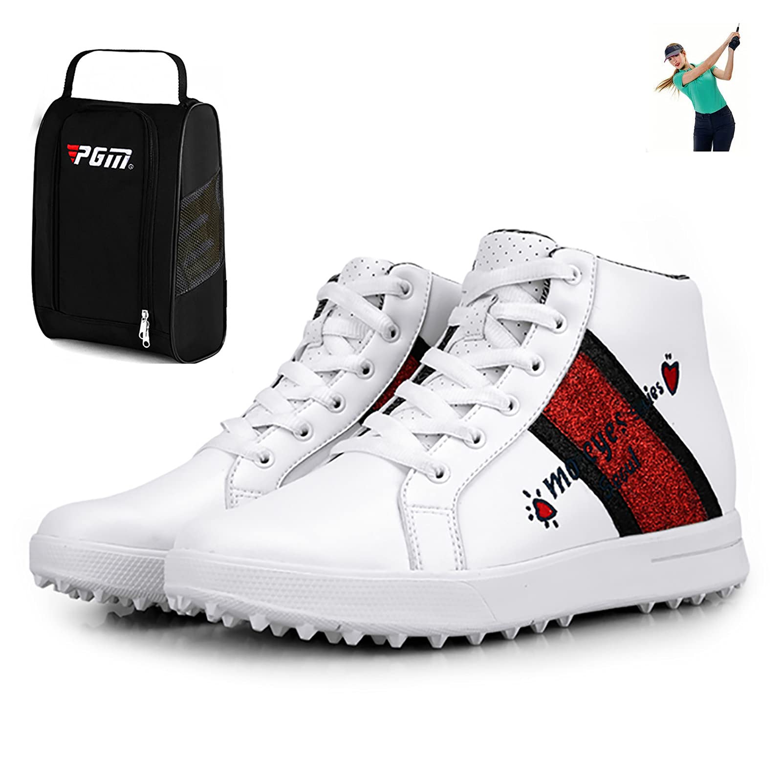XSJK Women's Golf Shoes - Breathable Sports Sneakers for Walking, Running, Gym & Casual Wear with Lace-Up Design (White, Size 37) - Perfect for Golf, Workouts & Everyday Comfort