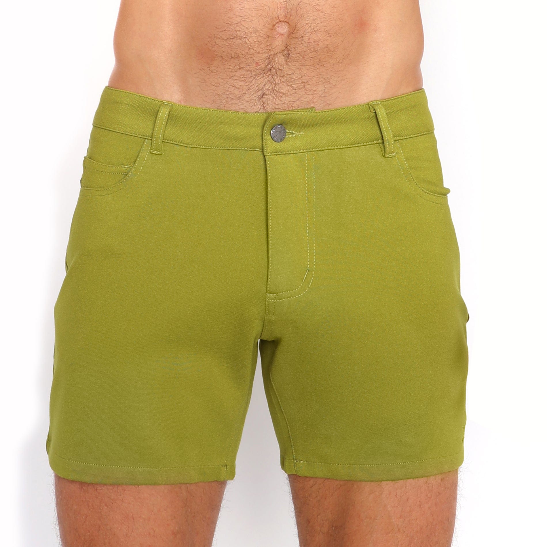 Green Logo Knit Stretch Shorts - Comfortable Casual Wear for Men & Women | Perfect for Gym, Lounge, and Everyday Use