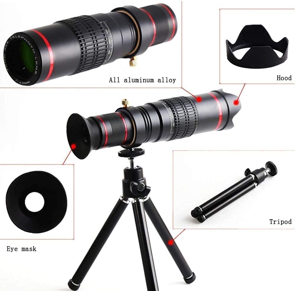 22X HD Telephoto Lens with Adjustable Phone Tripod - Compatible with 99% Smartphones & Tablets - Perfect for Wildlife Photography, Travel, and Long-Distance Shooting
