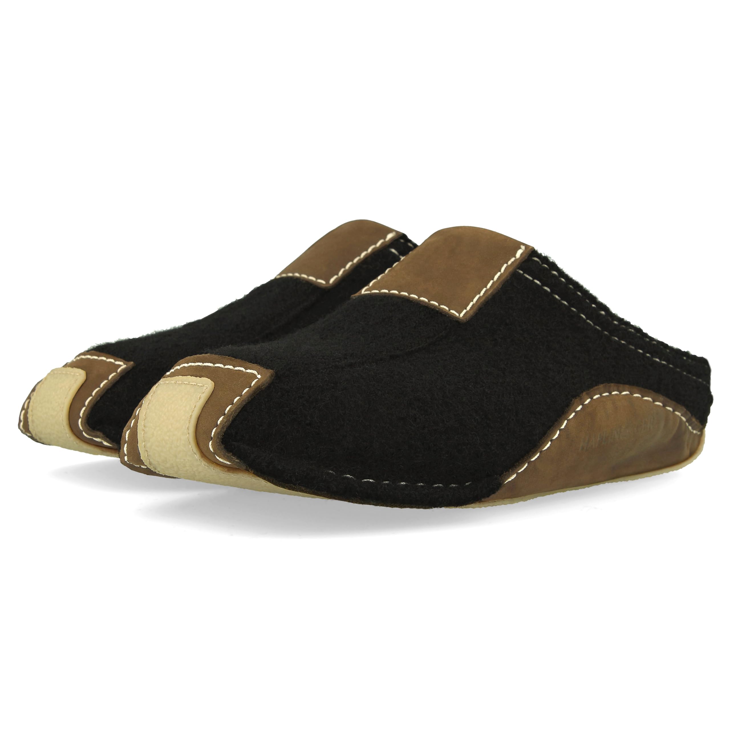 HAFLINGER 411001 Women's Pocahontas Wool Slippers - Black, Size 37 EU (5-6 US) - Cozy Indoor/Outdoor House Shoes for Winter Comfort
