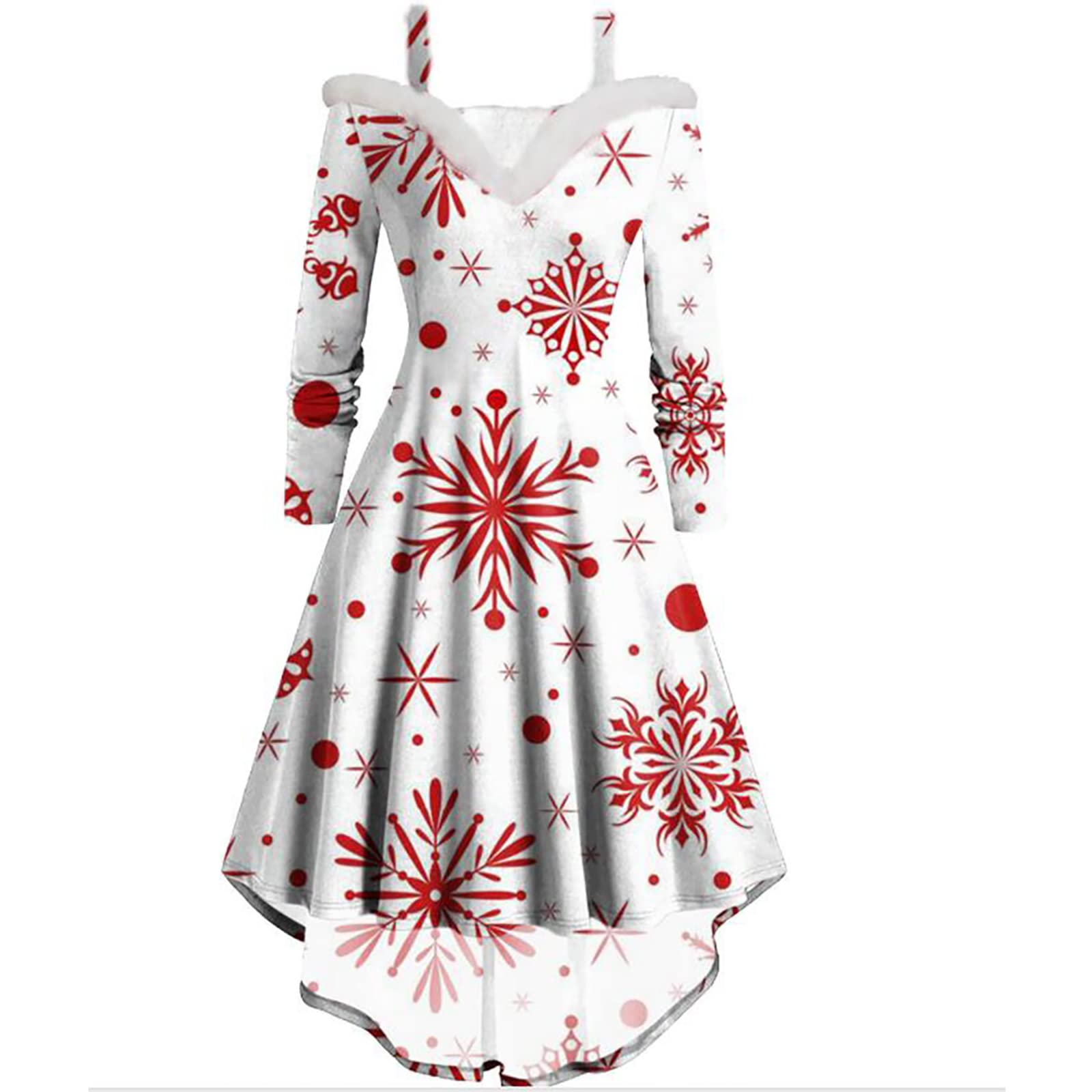 Elegant Christmas Party Dresses for Women - Holiday Swing Dress with V-Neck & A-Line Hem - Perfect for Festive Gatherings, Office Parties, and Seasonal Celebrations