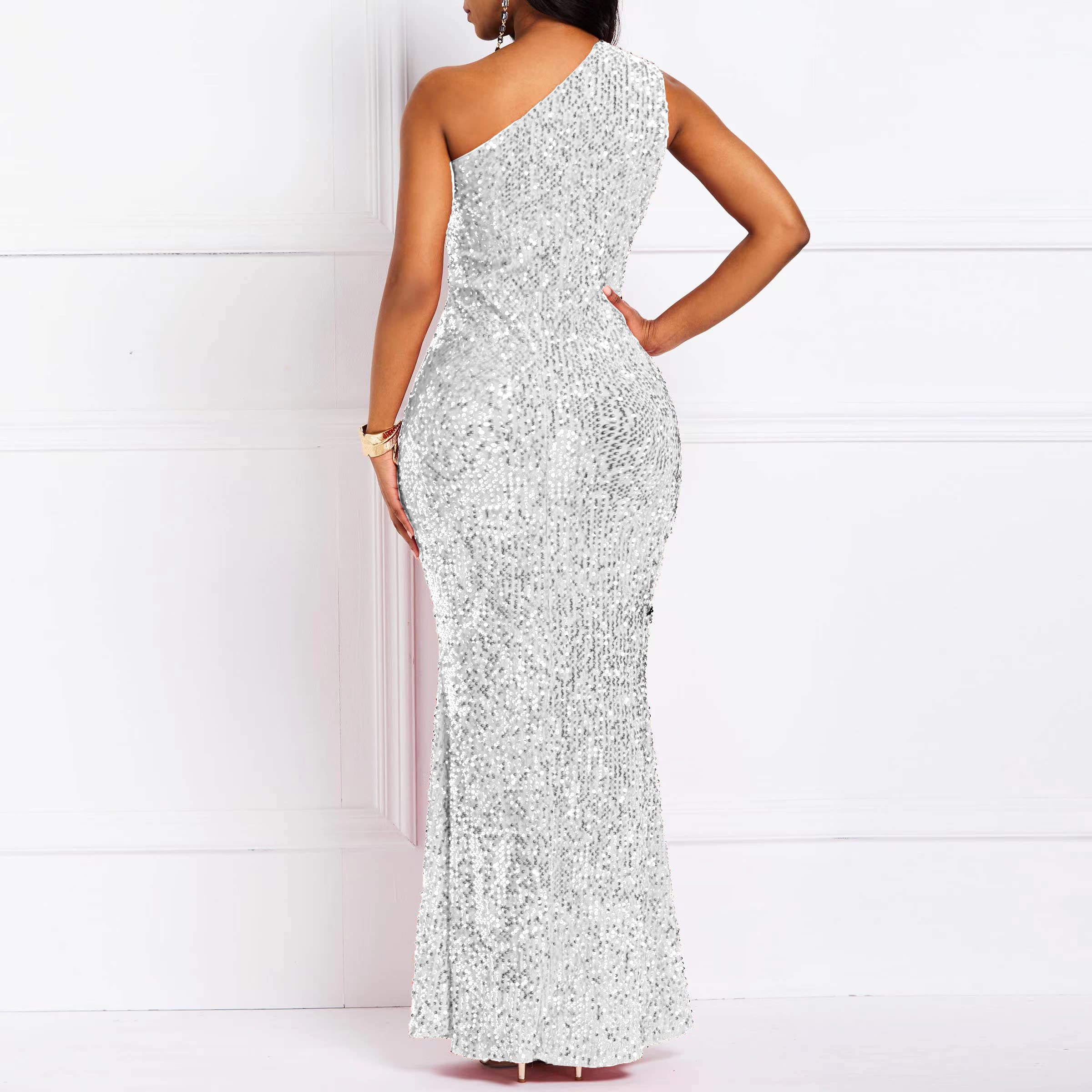 VERWIN Sequin Mermaid Maxi Dress for Women - Elegant Sleeveless Bodycon Party Gown with V-Neck Design | Perfect for Evening Parties, Prom, Cocktail Events & Special Occasions