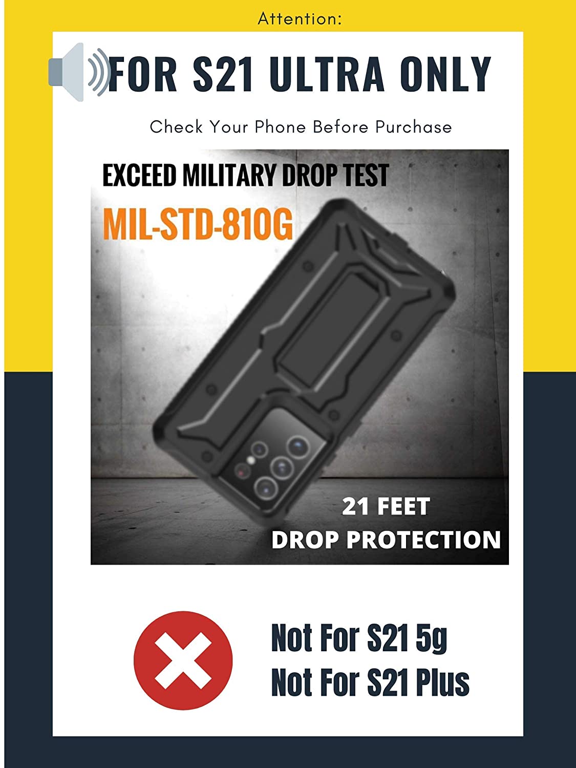 Samsung Galaxy S21 Ultra Military Grade Shockproof Rugged Case - Heavy Duty Protection for Drops, Bumps & Scratches - Perfect for Outdoor, Construction & Extreme Sports Use