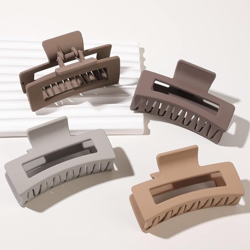 **Minta Hair Claw Clips for Women - Strong Hold Non-Slip Matte Claw Clips for Thick & Thin Hair | Medium Rectangle Jaw Clip for Ponytails, Buns & Updos**