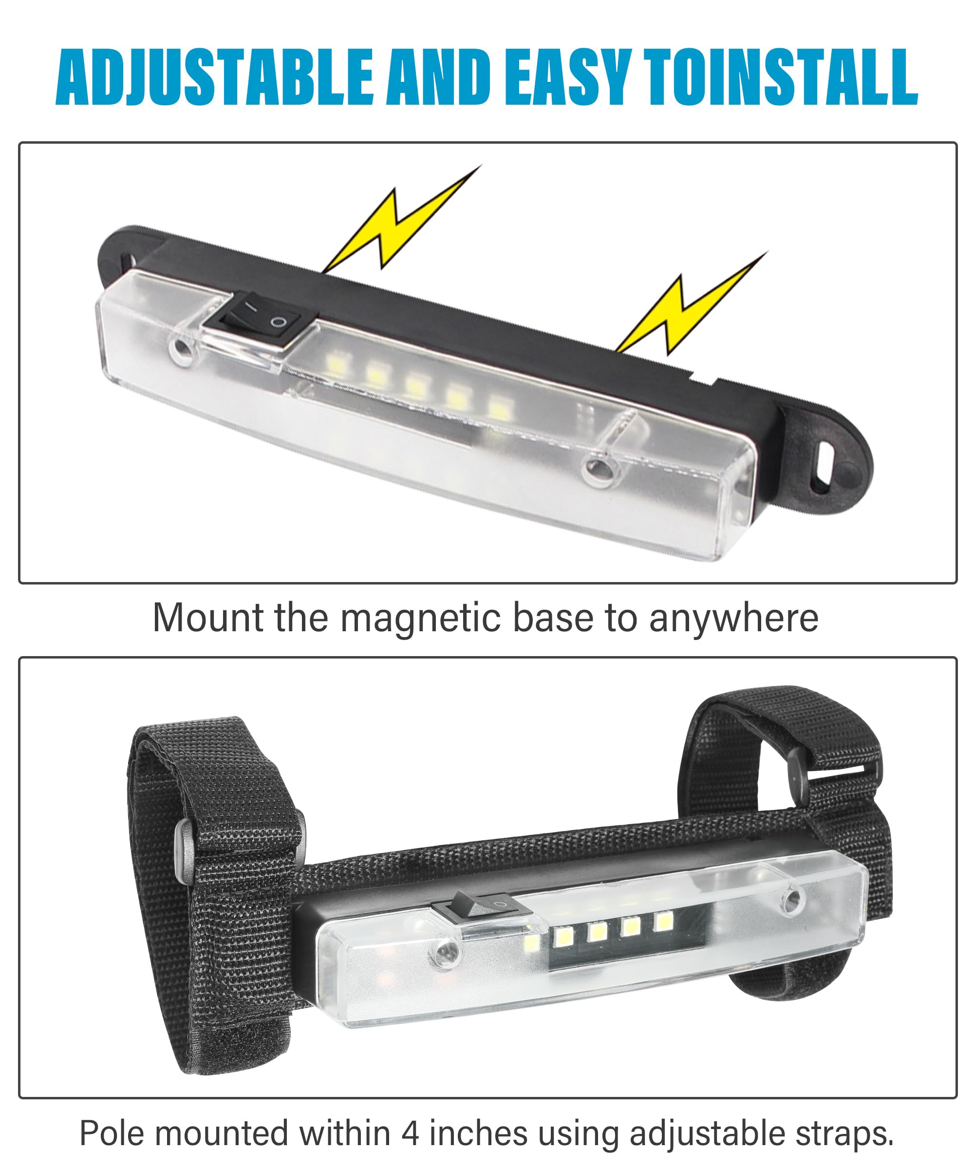 RACOONA UTV Dome Light - Universal Roll Bar Mount LED Interior Light for UTV, ATV, RZR, Truck & Off-Road Vehicles - Waterproof Car Accessories & Utility Roll Cage Courtesy Light - Perfect for Night Riding, Camping & Off-Road Adventures