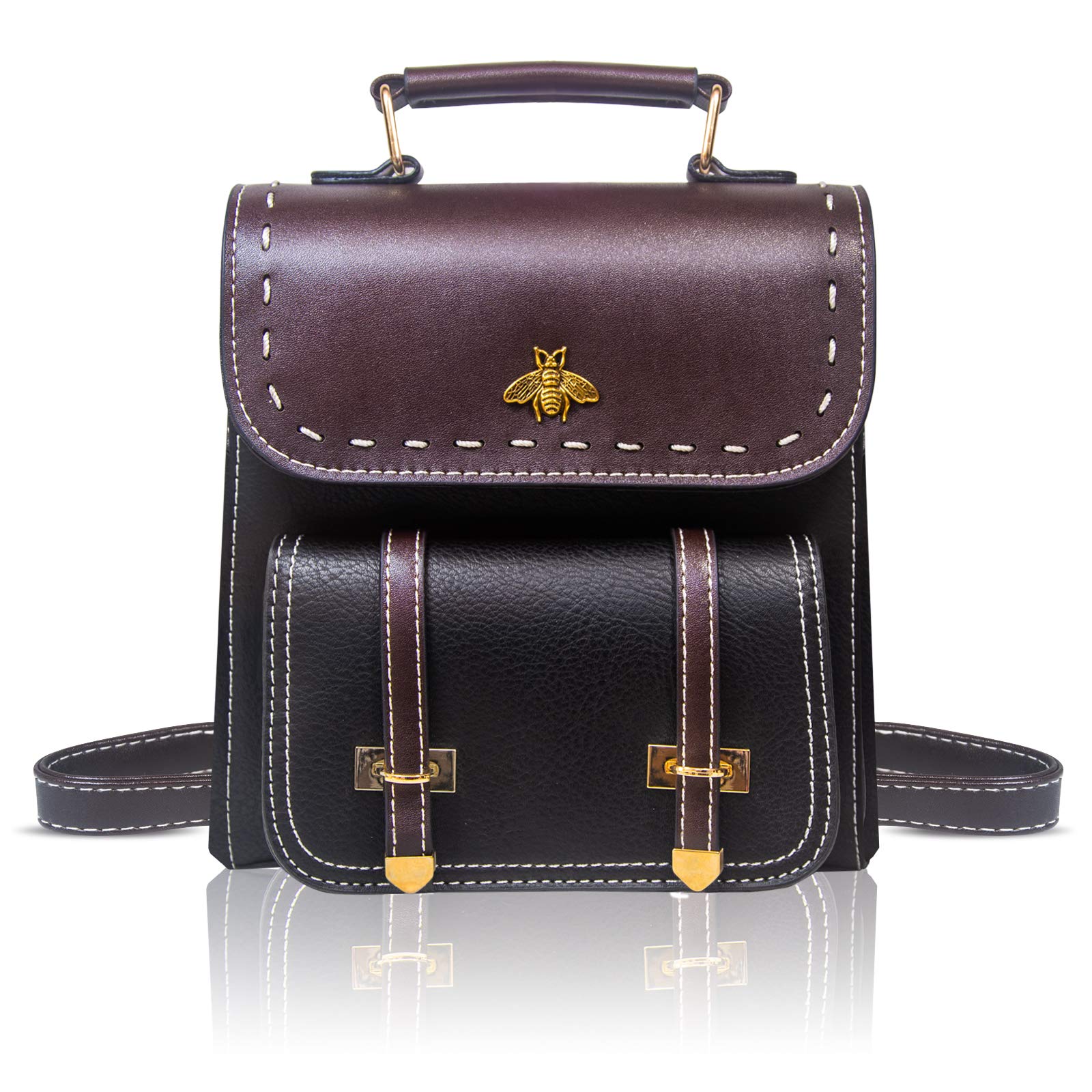 Little Bee Women's Mini Backpack - Stylish Faux Leather Crossbody Bag for Girls, Convertible Purse & Shoulder Bag (Black) | Perfect for School, Travel & Everyday Use