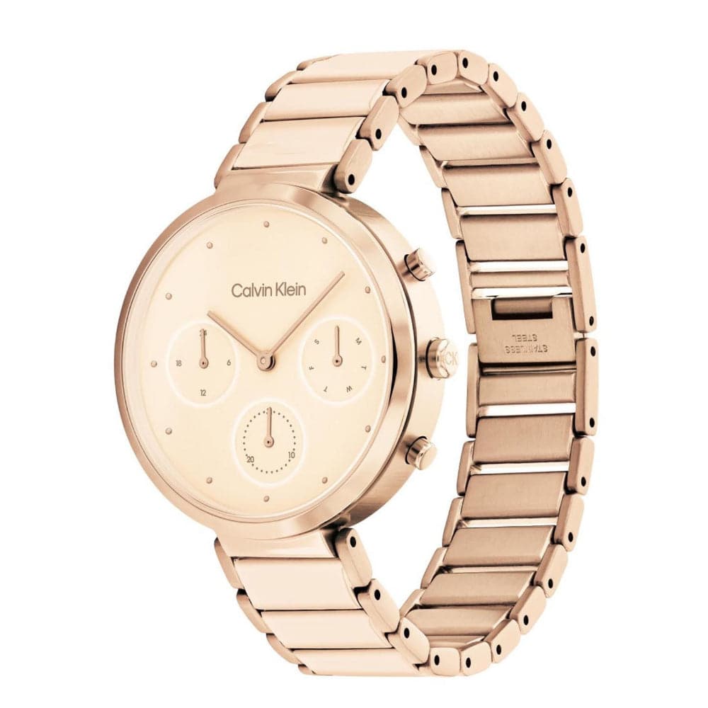 Calvin Klein Women's Chronograph Watch - Gold Stainless Steel Strap, Fashion Luxury Timepiece for Women | Perfect for Office, Party & Everyday Wear | Model 25200319
