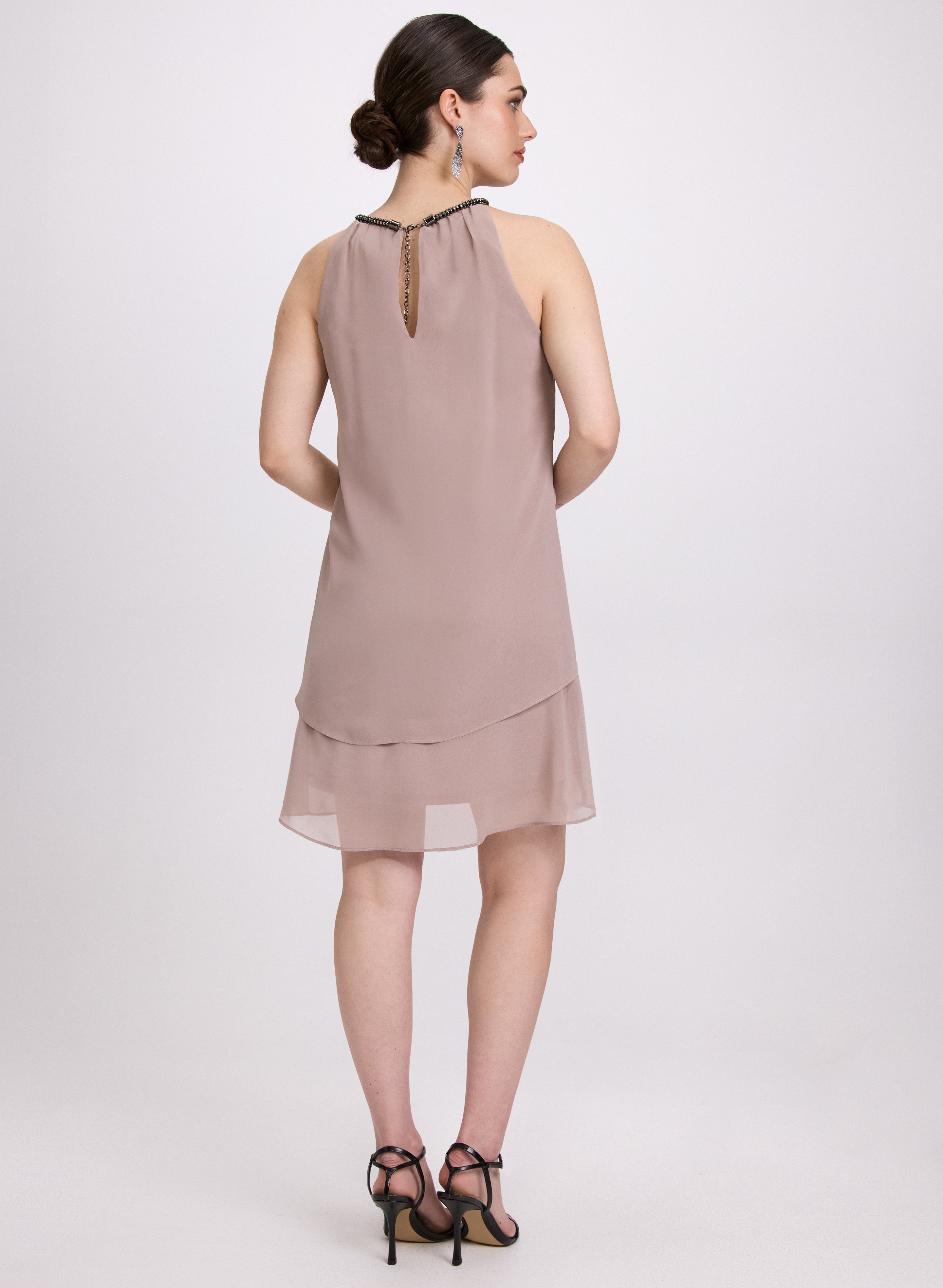 Elegant Chiffon Halter Neck Dress for Women - Summer Beach Party, Wedding Guest, Cocktail Evening Wear