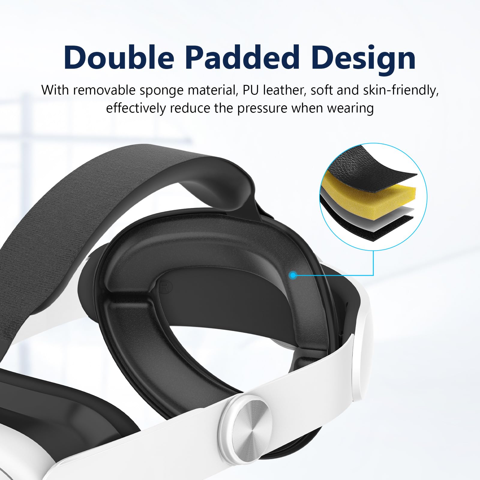 Meta Quest 3 VR Headset Comfortable Adjustable Headband - Lightweight Pressure Relief Cushion Pad Replacement for Elite Strap - Perfect for Gaming, Fitness VR & Extended Play Sessions