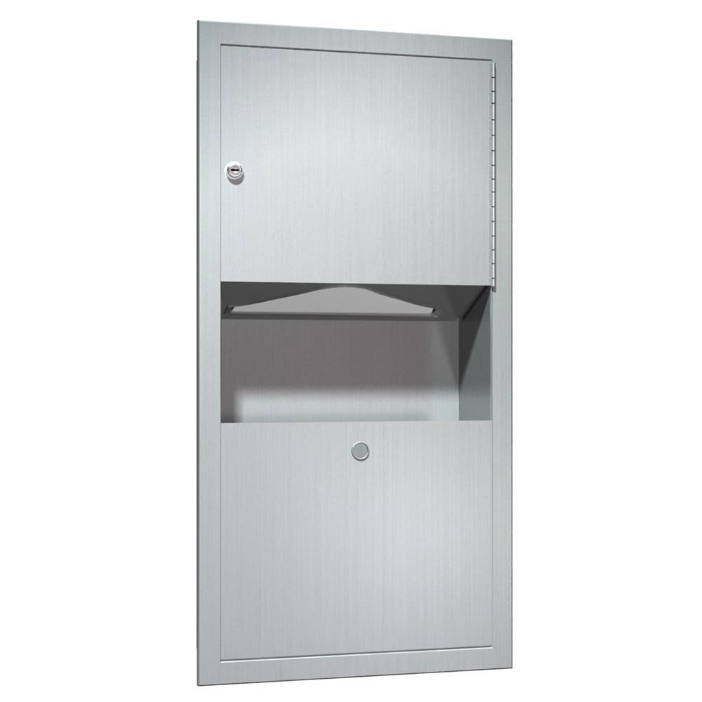ASI 0462 AD 2 Semi-Recessed Traditional Paper Towel Dispenser & Waste Receptacle in Satin Finish | Ideal for Restrooms, Kitchens & Commercial Spaces