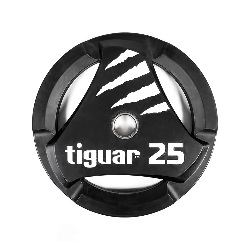 Olympic Weight Plate 25kg - Tiguar PU Coated for Gym & Home Workouts - Durable & Non-Slip Design for Weightlifting & CrossFit Training