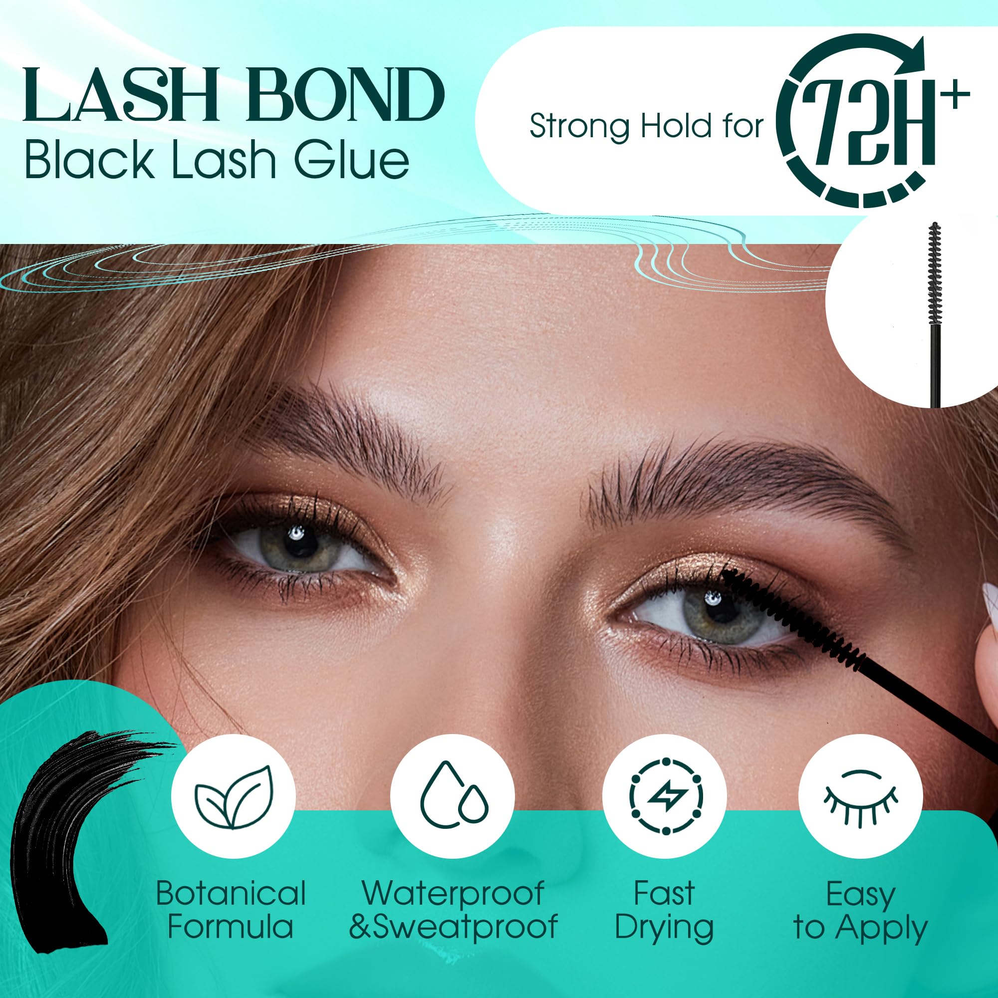 GEMERRY Waterproof Lash Bond & Seal Glue – 12ml Long-Lasting Eyelash Adhesive for Lash Clusters (72-96 Hour Hold) – Professional Strength DIY Eyelash Extension Glue for Home Use – Perfect for Parties, Weddings & Daily Wear
