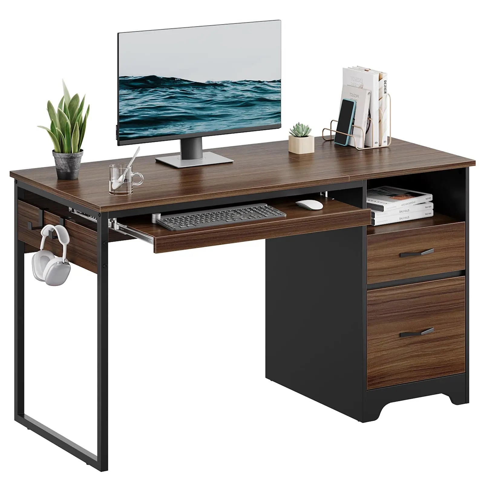 Bestier 48 Inch Office Computer Desk with Drawers - Modern Writing Workstation with Storage for Home & Small Business - Perfect for Remote Work, Study & Gaming Setup