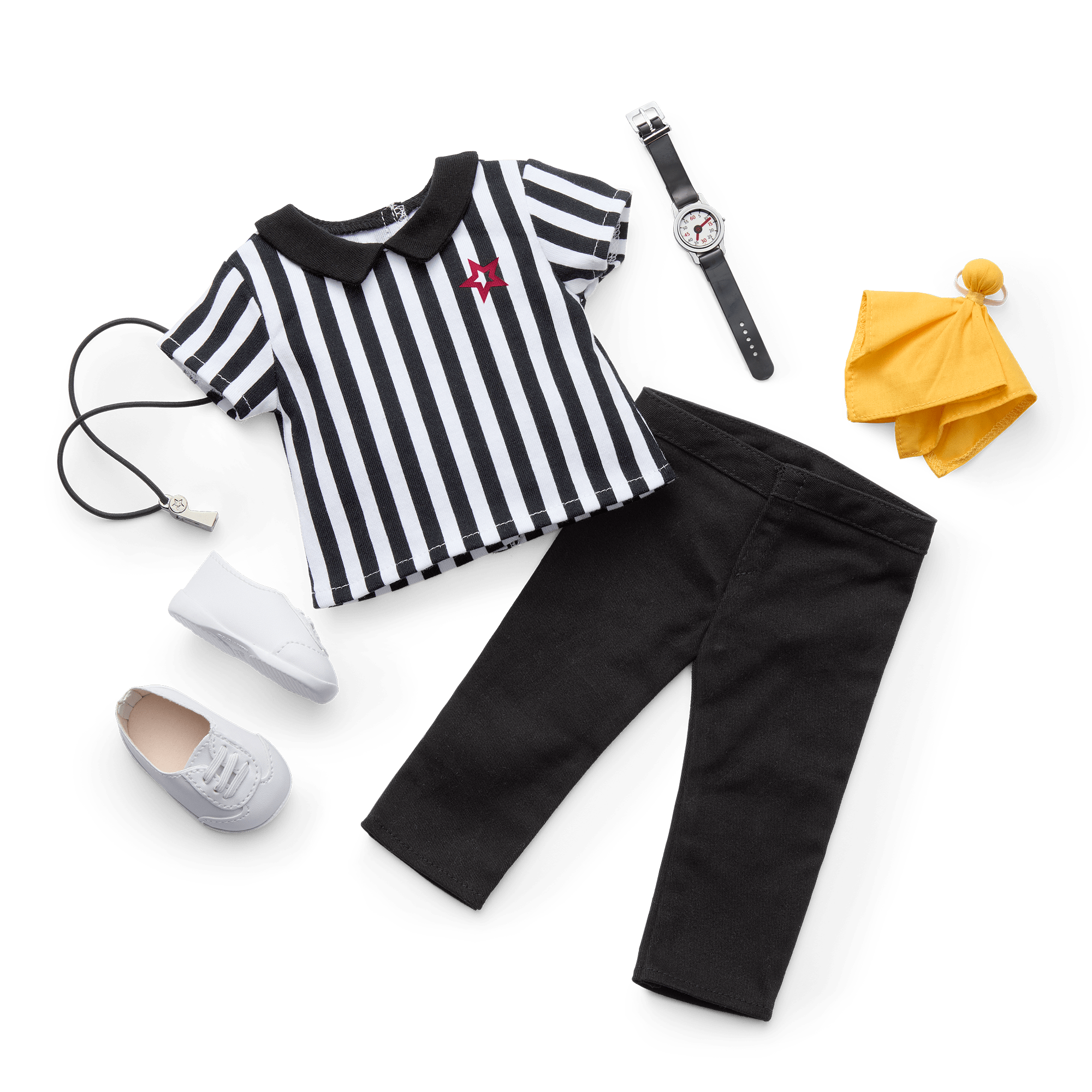 18 Inch Doll Referee Outfit - Soccer & Basketball Costume for American Girl Dolls - Perfect for Sports-Themed Play and Collecting