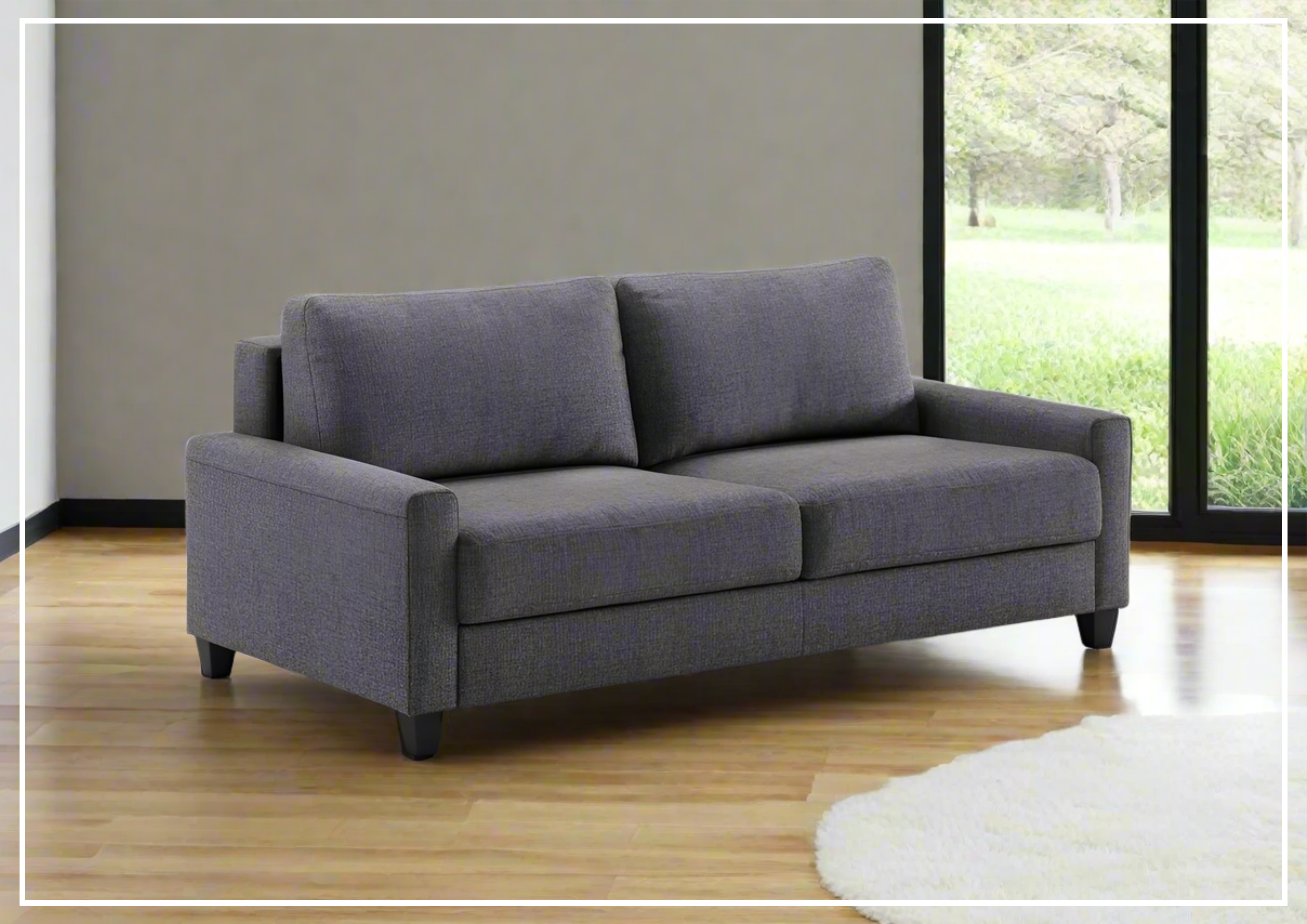 Luonto Nico Fabric King Sleeper Sofa with Nest Mechanism - Chrome or Wood Legs - Convertible Sofa Bed for Guest Room, Living Room, and Small Spaces