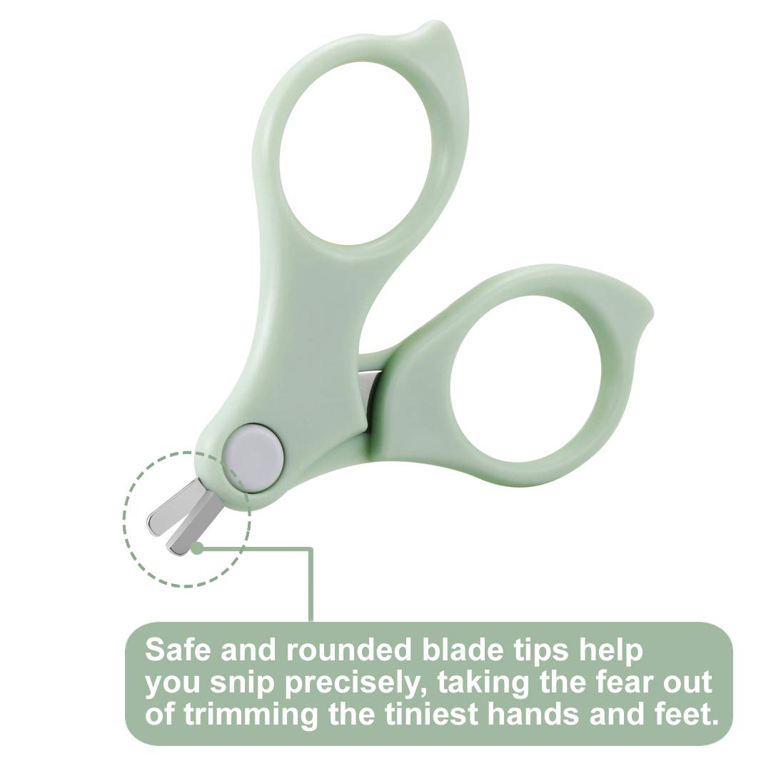 PandaEar Baby Nail Care Kit - 4 Piece Set with Clippers, Scissors, Nail File & Tweezers | Safe for Newborns, Infants & Toddlers 1 Month+ | Gentle Manicure & Pedicure Grooming Tools (Green) | Perfect for Baby Bath Time, Travel & Home Nail Care