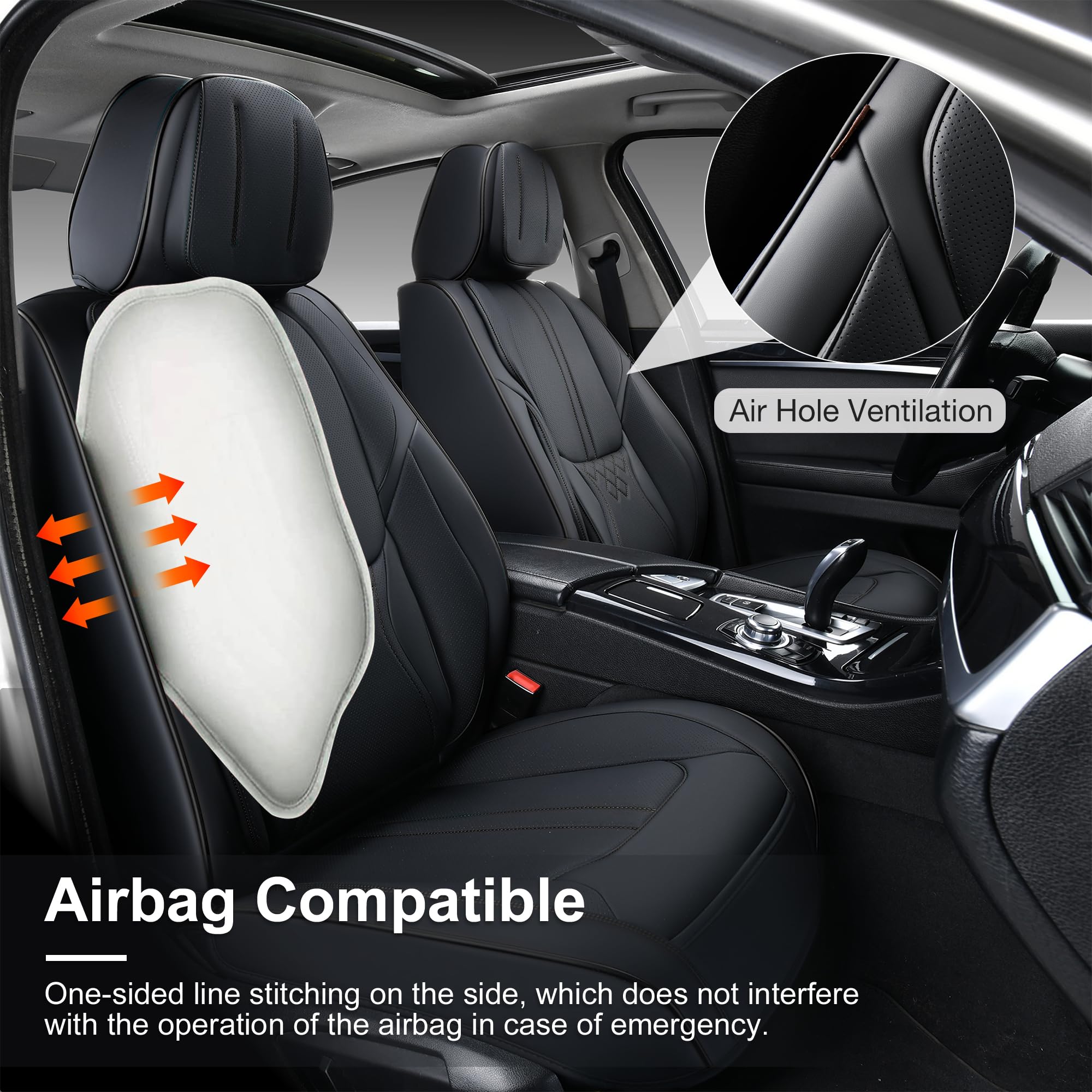 Premium Black Leather Car Seat Covers - Universal Waterproof Front Seat Protectors for Sedans, SUVs & Trucks | Durable Auto Interior Accessories for Comfort & Style | Perfect for Daily Commute, Road Trips & Family Travel