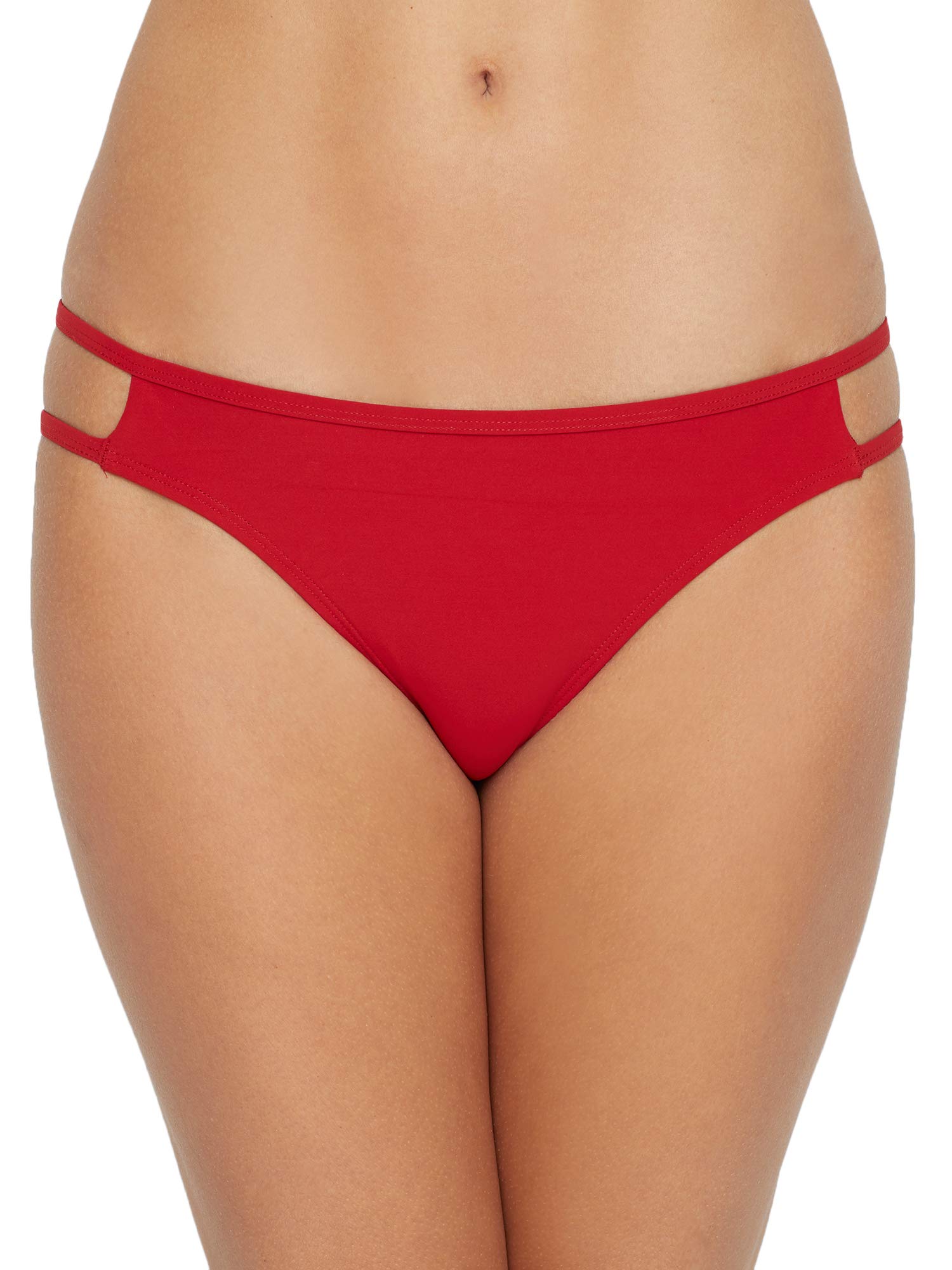 Icon Women's Bikini Bottom - Size Small, Ruby Red - High Waisted Swimwear for Beach, Pool & Summer Vacations