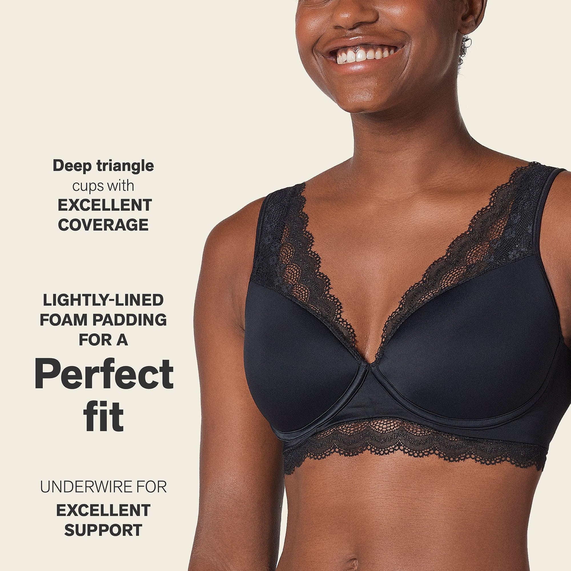 Leonisa Full Coverage Bra for Women - Lightly Lined Lace Underwire Contour Cups, Comfortable Support, Everyday Wear, Workout & Yoga