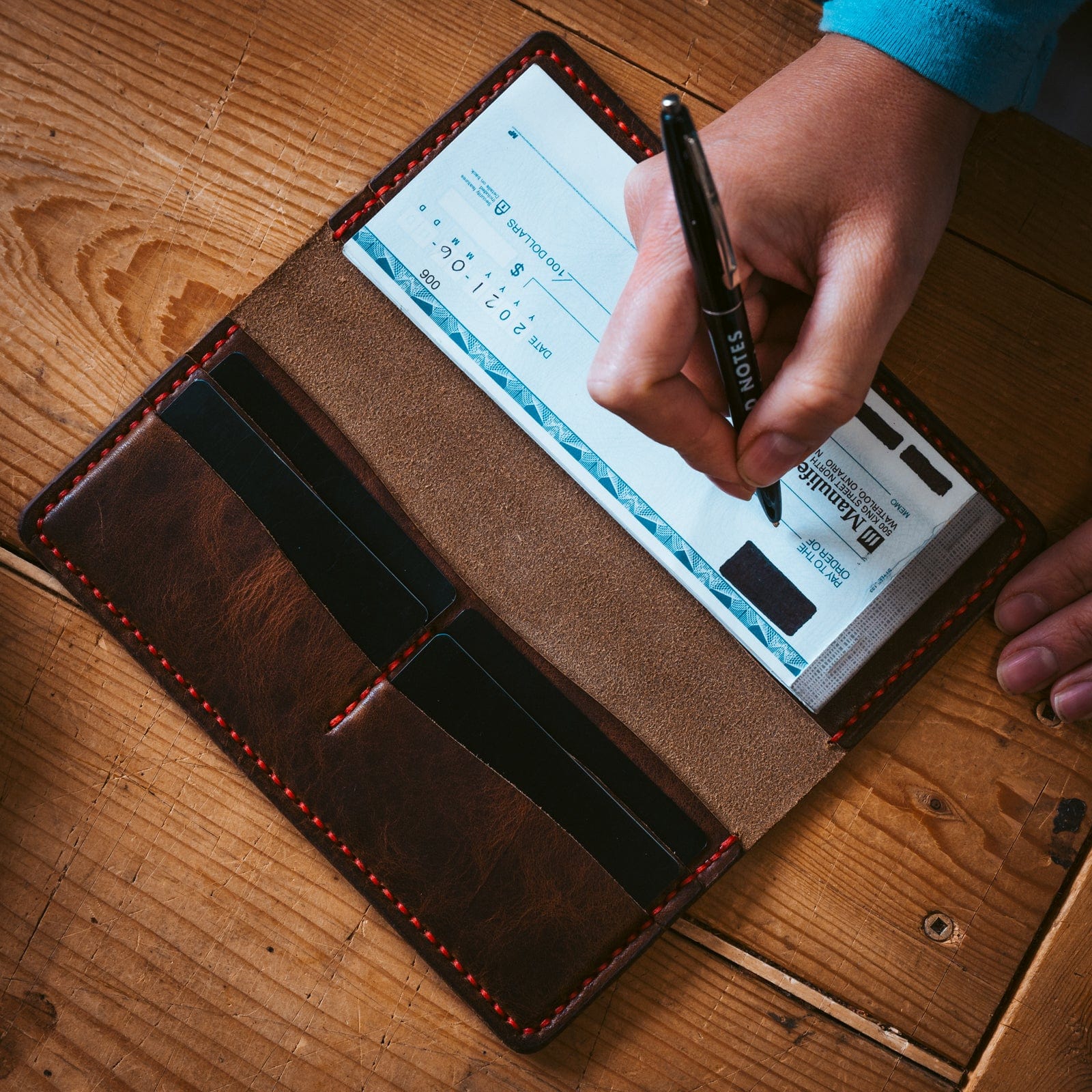 Genuine Leather Checkbook Wallet for Men & Women - Slim RFID Blocking Bifold Wallet with Checkbook Holder - Perfect for Business, Travel, and Everyday Use