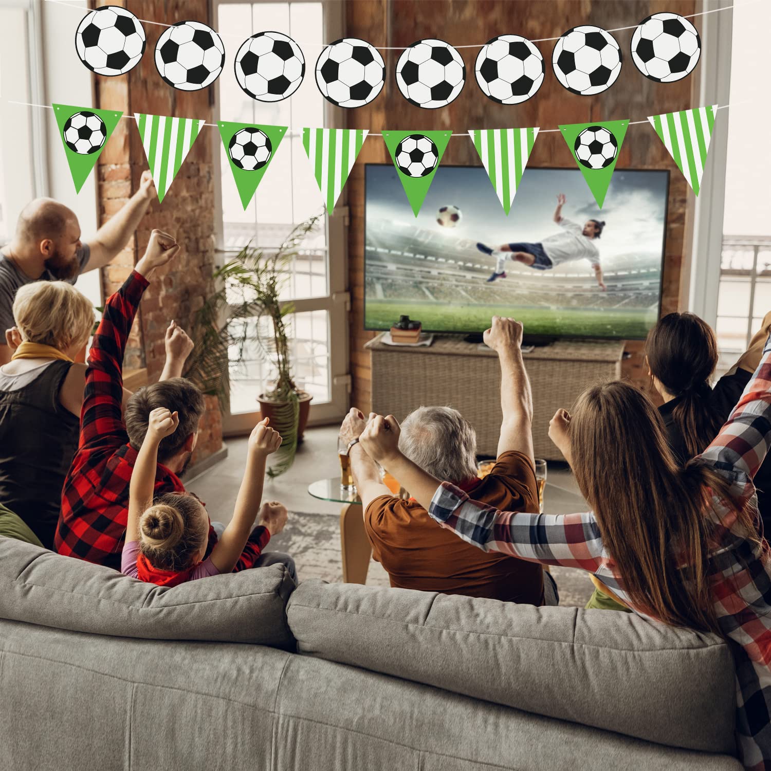 2PCS Soccer Party Banners - Football Themed Birthday Decorations, Sports Garland for First Birthday, Baby Shower & Game Day Parties - Perfect for Soccer Lovers & Sports Theme Celebrations
