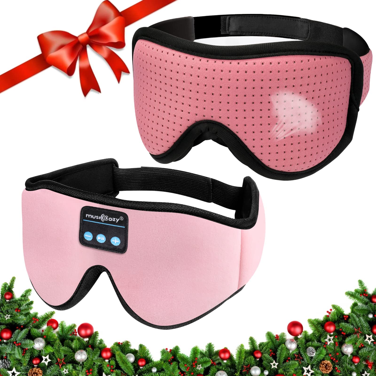 Musicozy Bluetooth Sleep Headphones & 3D Breathable Eye Mask for Side Sleepers - Ultra Soft Thin Speakers for Men & Women, Perfect for Travel, Meditation, and Relaxation - Cool Gadgets Holiday Gift Pack of 2