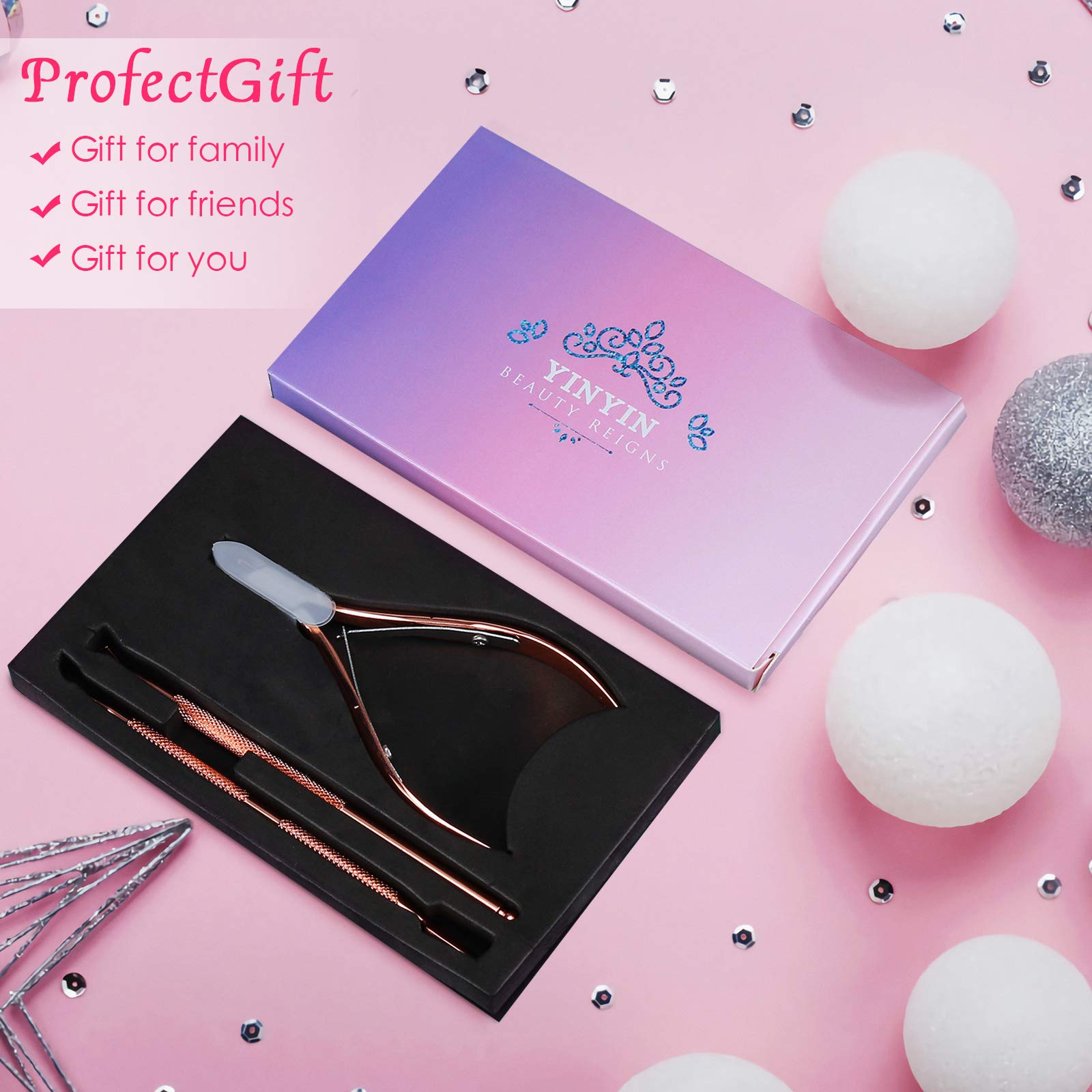 Professional Cuticle Trimmer Set with Pusher & Cutter - Stainless Steel Manicure Pedicure Tools for Fingernails & Toenails - Durable Nail Care Kit for Salon & Home Use (Rose Gold) - Perfect for DIY Nail Care & Professional Grooming