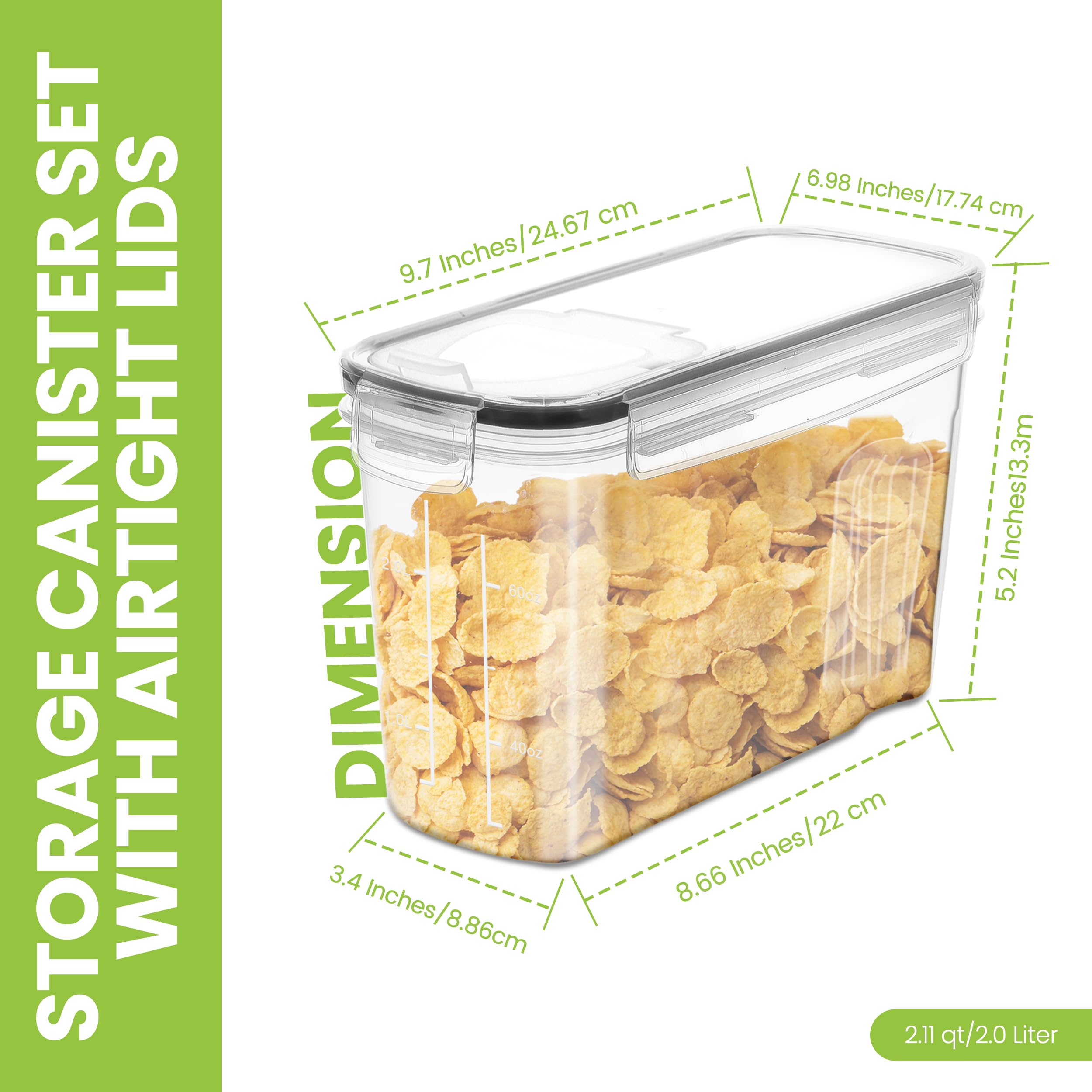 Utopia Kitchen 2-Pack 2 Liter Airtight Cereal Storage Containers with Dispenser - Clear Plastic Food Pantry Organizers for Cereal, Rice, Pasta, Snacks & Dry Goods - Perfect for Kitchen, Pantry Organization & Bulk Food Storage