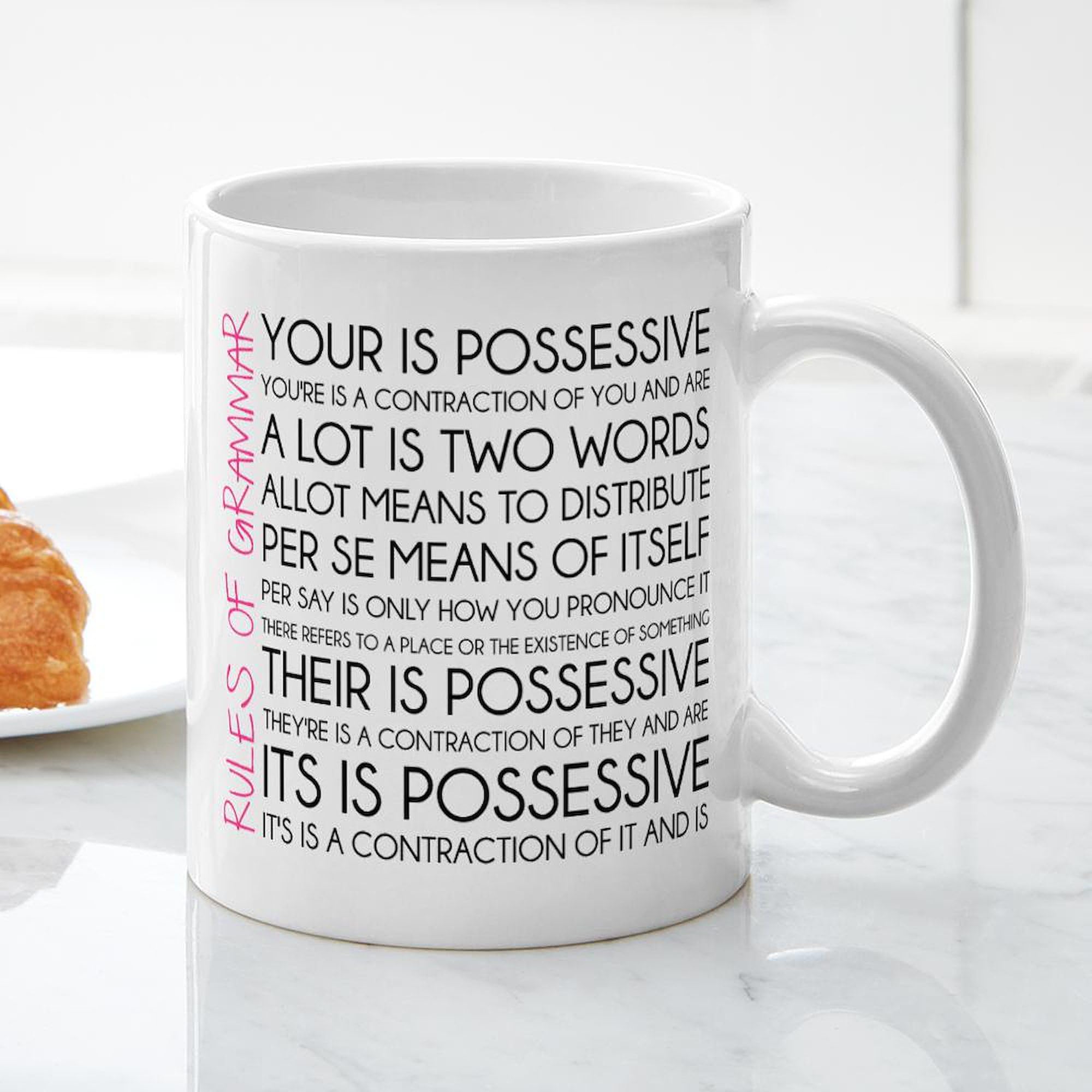Rules Of Grammar 11 oz (325 ml) Ceramic Coffee Mug - Funny English Teacher Gift for Classroom, Office & Home Use