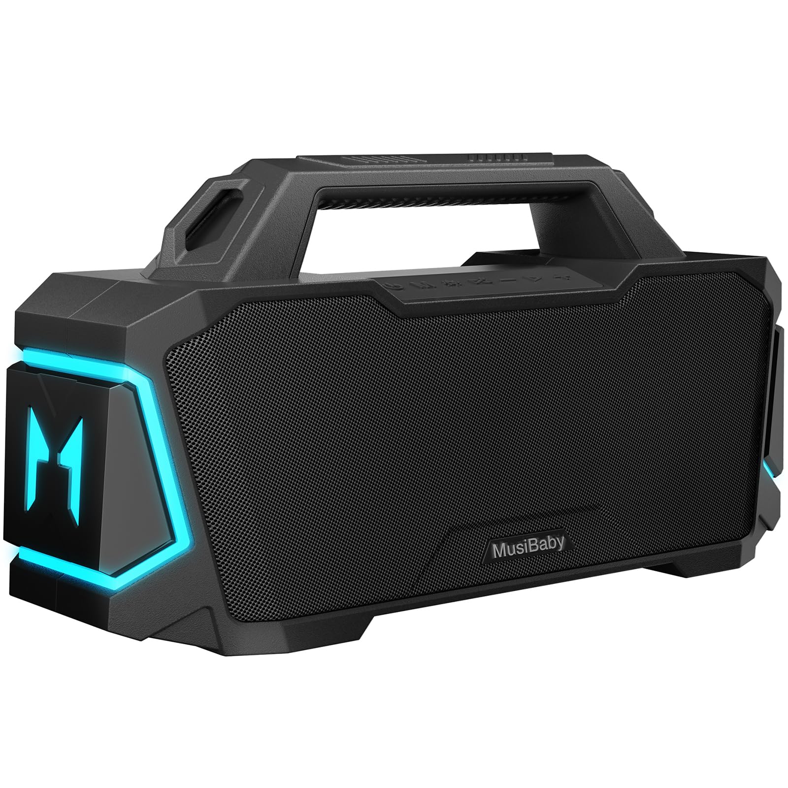 MUSIBABY M1 80W Bluetooth Speaker - IPX6 Waterproof, 20H Playtime, Deep Bass, Wireless Portable Speaker with Dual Pairing & AUX Input - Compatible with iPhone/Android (Black) - Perfect for Outdoor, Party, Camping, Beach & Travel Use