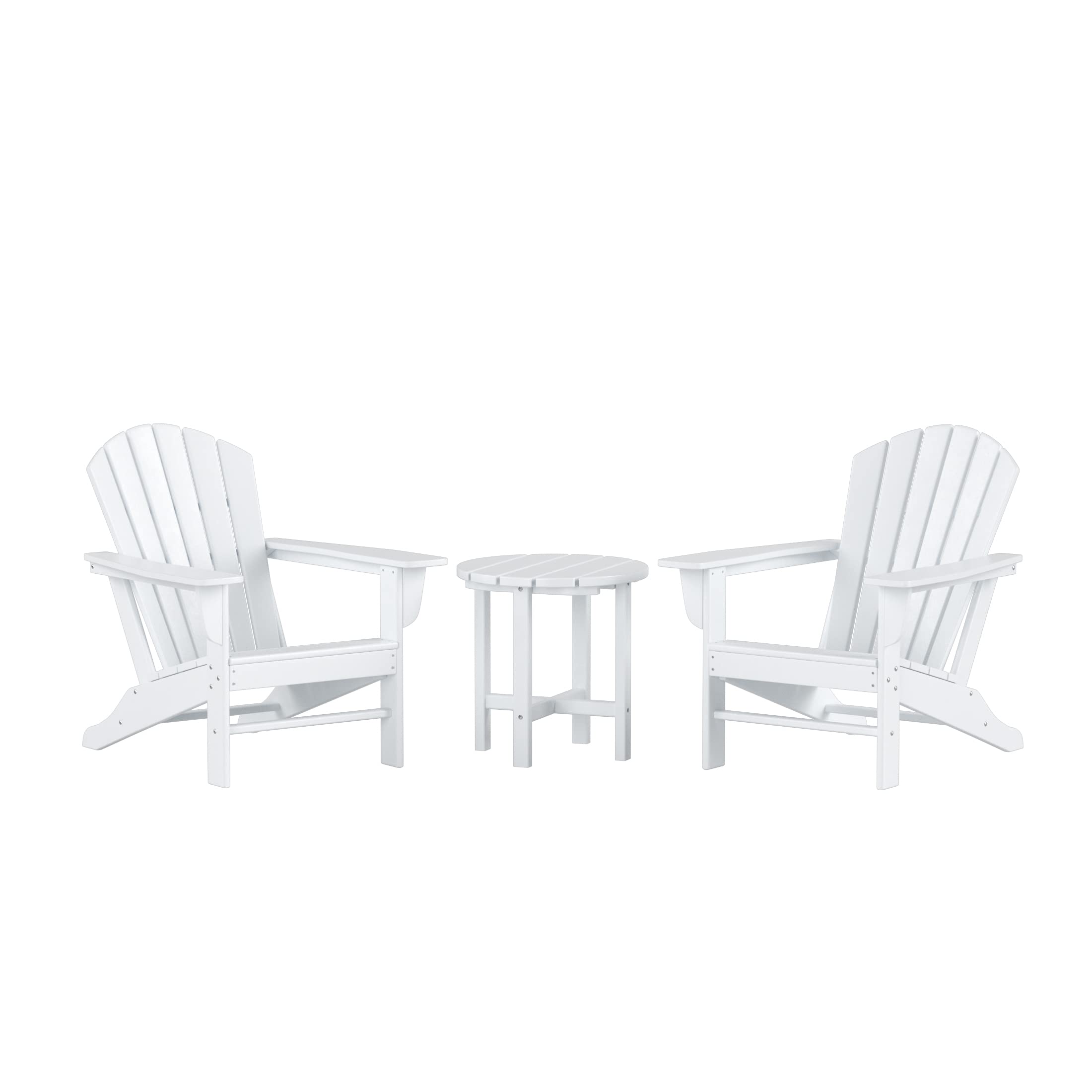 Premium 2-Piece Outdoor Adirondack Chair Set with Side Table - Durable Poly Lumber Seating for Beach, Patio, Garden & Backyard - Classic White Retro Loungers Perfect for Relaxing by the Pool or Coastal Getaways