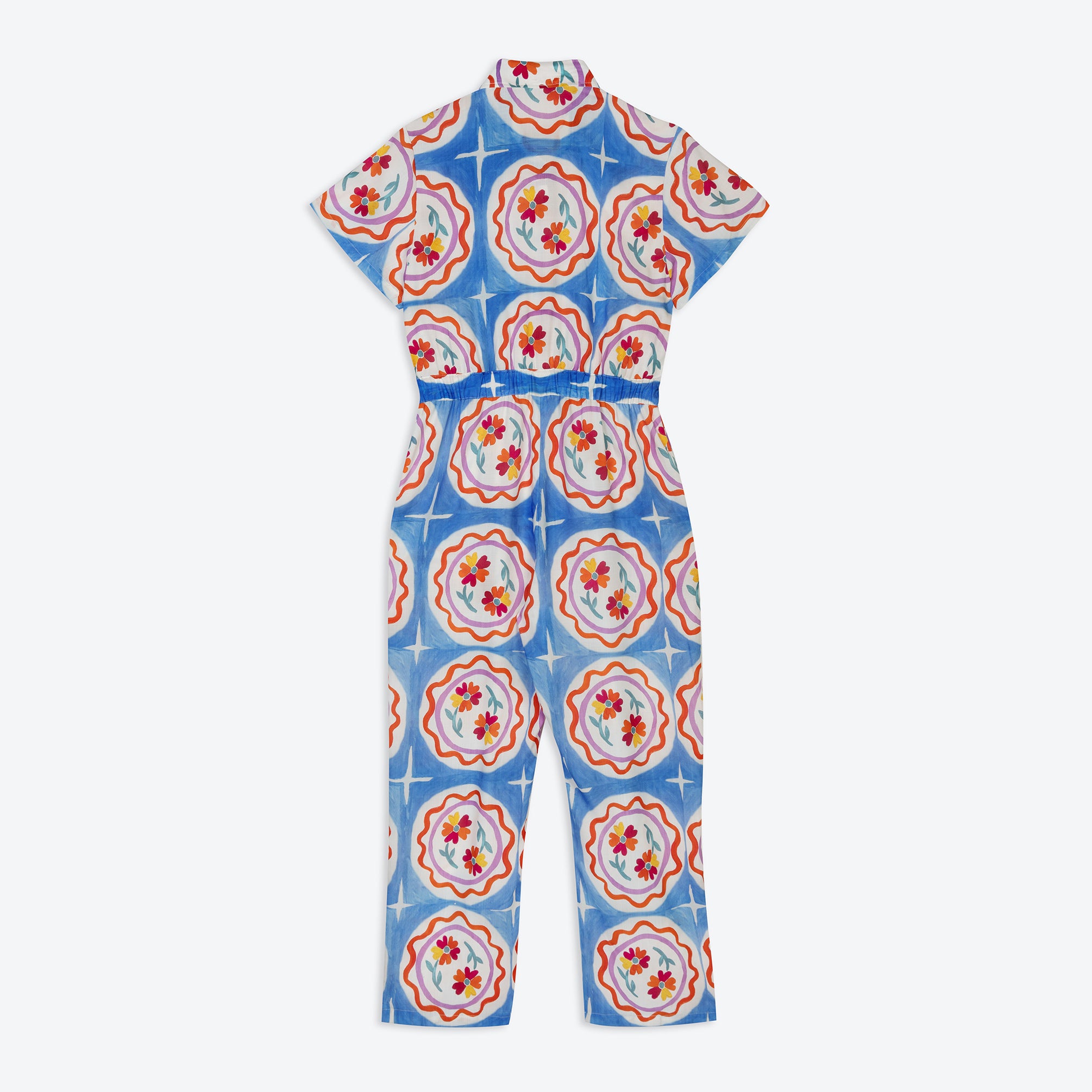 Lowie Women's Lyocell Plate Print Boilersuit Jumpsuit - Eco-Friendly Comfort Wear for Casual Outings & Lounge Relaxation