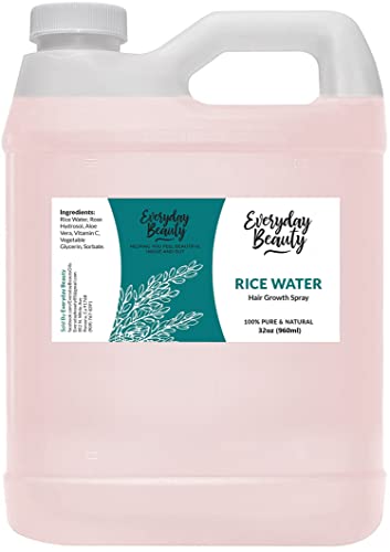 Organic Rice Water Hair Growth Spray - 32oz All Natural Vegan Hair Mist for Damaged, Dry & Thin Hair - Strengthen, Moisturize & Thicken Hair Naturally - Perfect for Daily Hair Care & Scalp Treatment