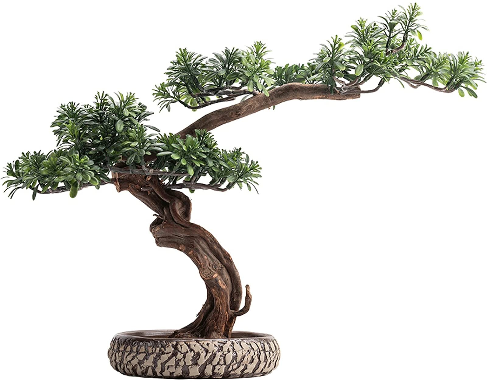13-Inch Artificial Bonsai Tree Potted Plant - Realistic Fake Pine Bonsai for Home & Office Decor - Perfect for Desk, Living Room, Zen Garden & Gift Giving