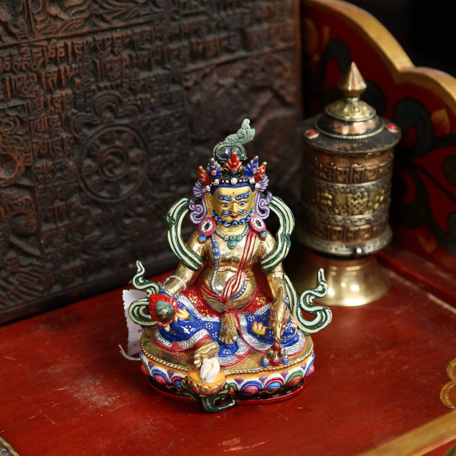Hand Painted Jambhala Statue - Tibetan Buddhist Wealth Deity Figurine for Home Altar & Meditation | Perfect for Spiritual Decor, Feng Shui & Gift Giving