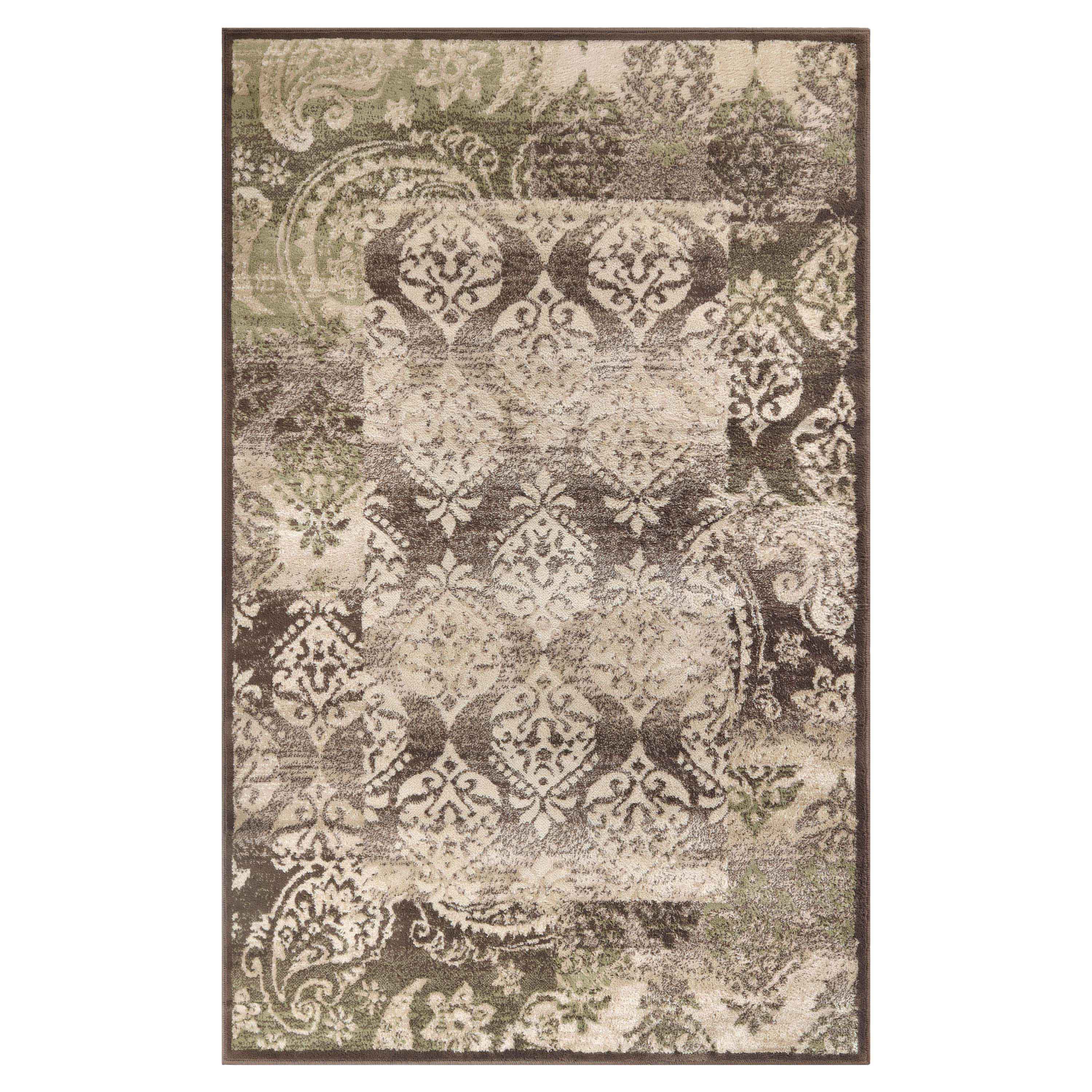Stylish Modern Damask Indoor Area Rugs & Runners - Non-Slip Soft Living Room Carpet for Bedroom, Hallway, Dining Room Decor