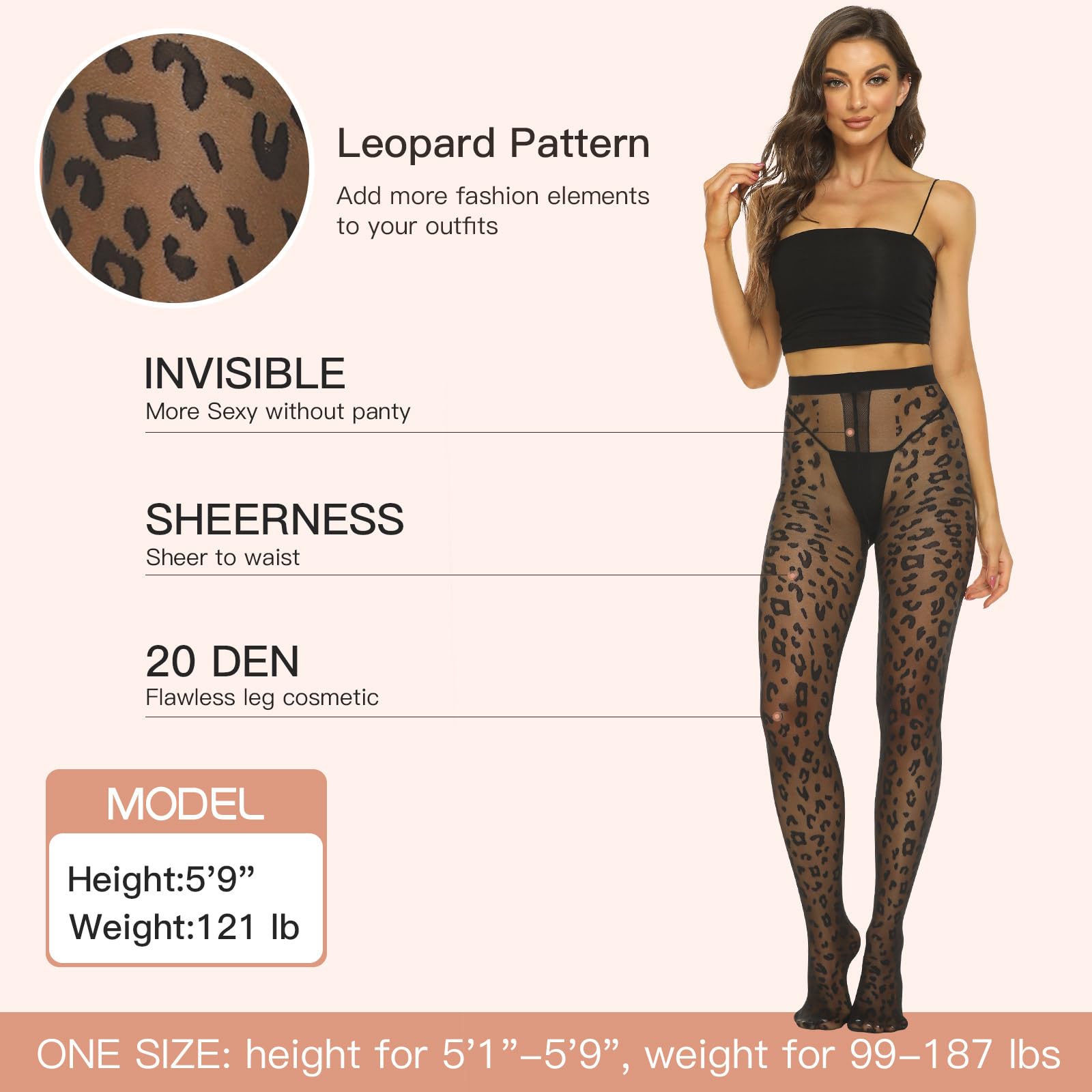 MANZI Women's 20 Denier Sheer Patterned Tights - Elegant Pantyhose Stockings for Office, Party & Everyday Wear
