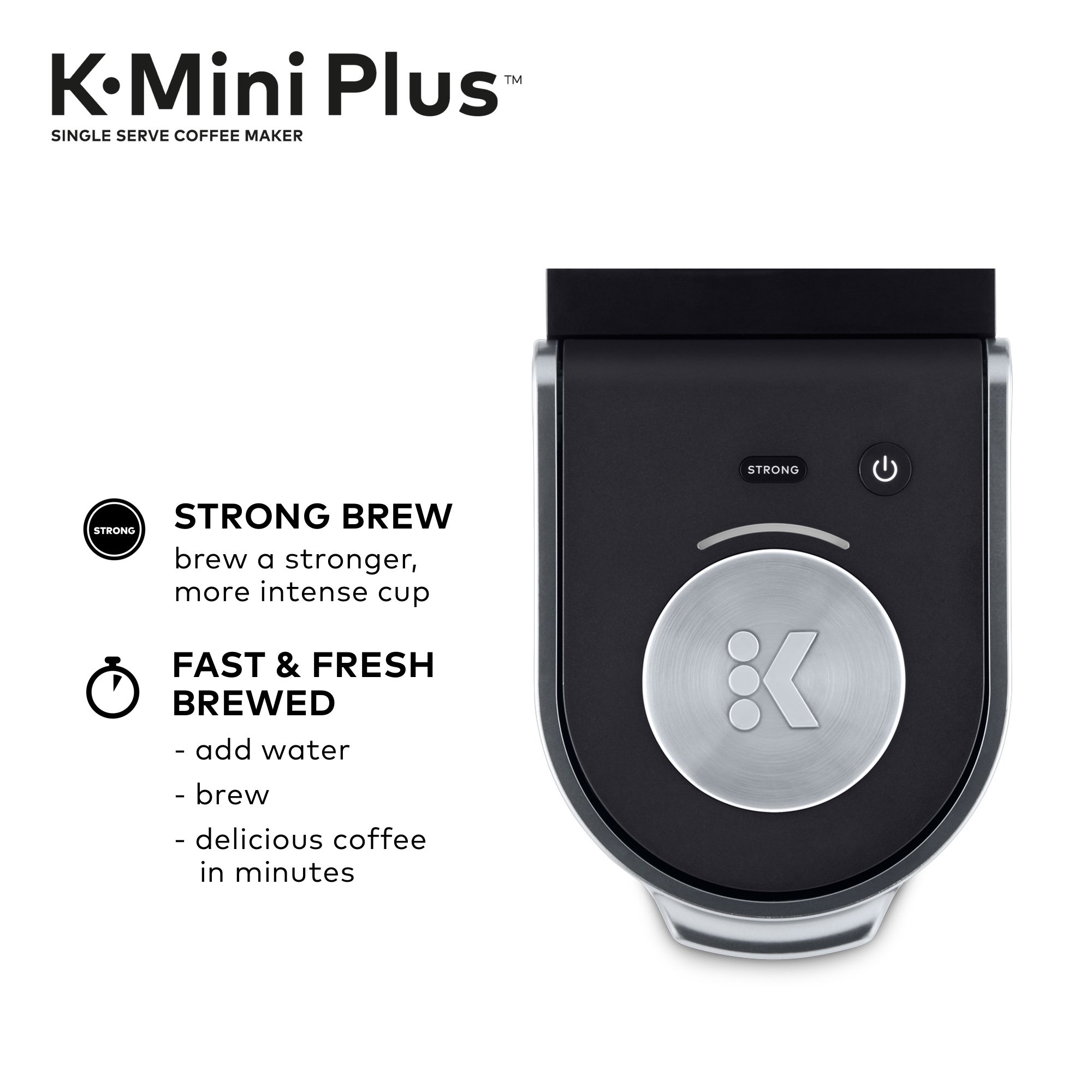 Keurig K-Mini Plus Single Serve Coffee Maker with 32 Green Mountain Breakfast Blend Coffee Pods - Compact & Fast Brewing for Home, Office, and Dorm Use