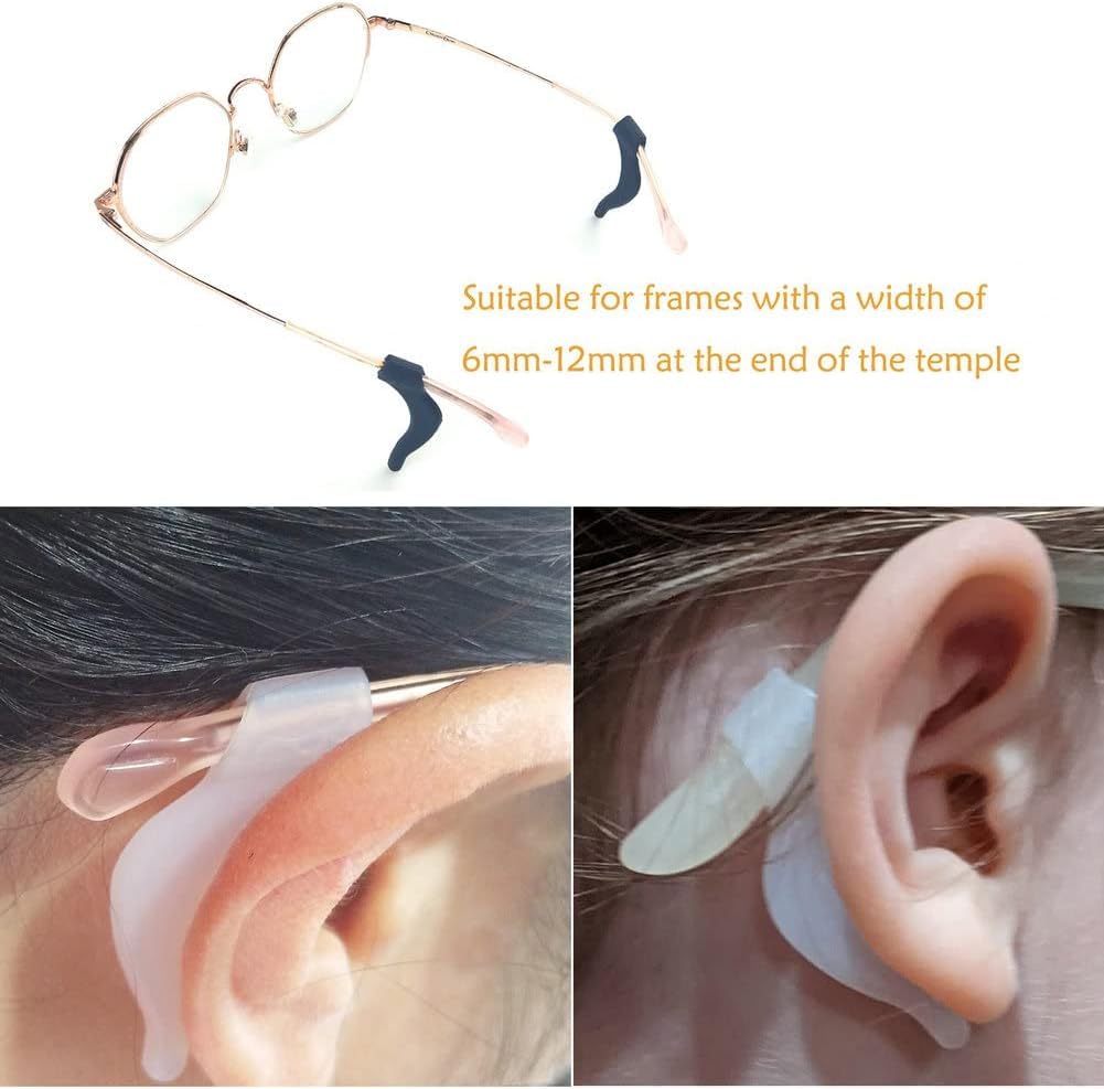 FEORA Anti-Slip Eyeglass Ear Grips - Spectacle Temple Tips Retainer for Glasses, Non-Slip Eyewear Holders to Prevent Falling (2 Pairs) - Perfect for Sports, Reading & Active Lifestyles