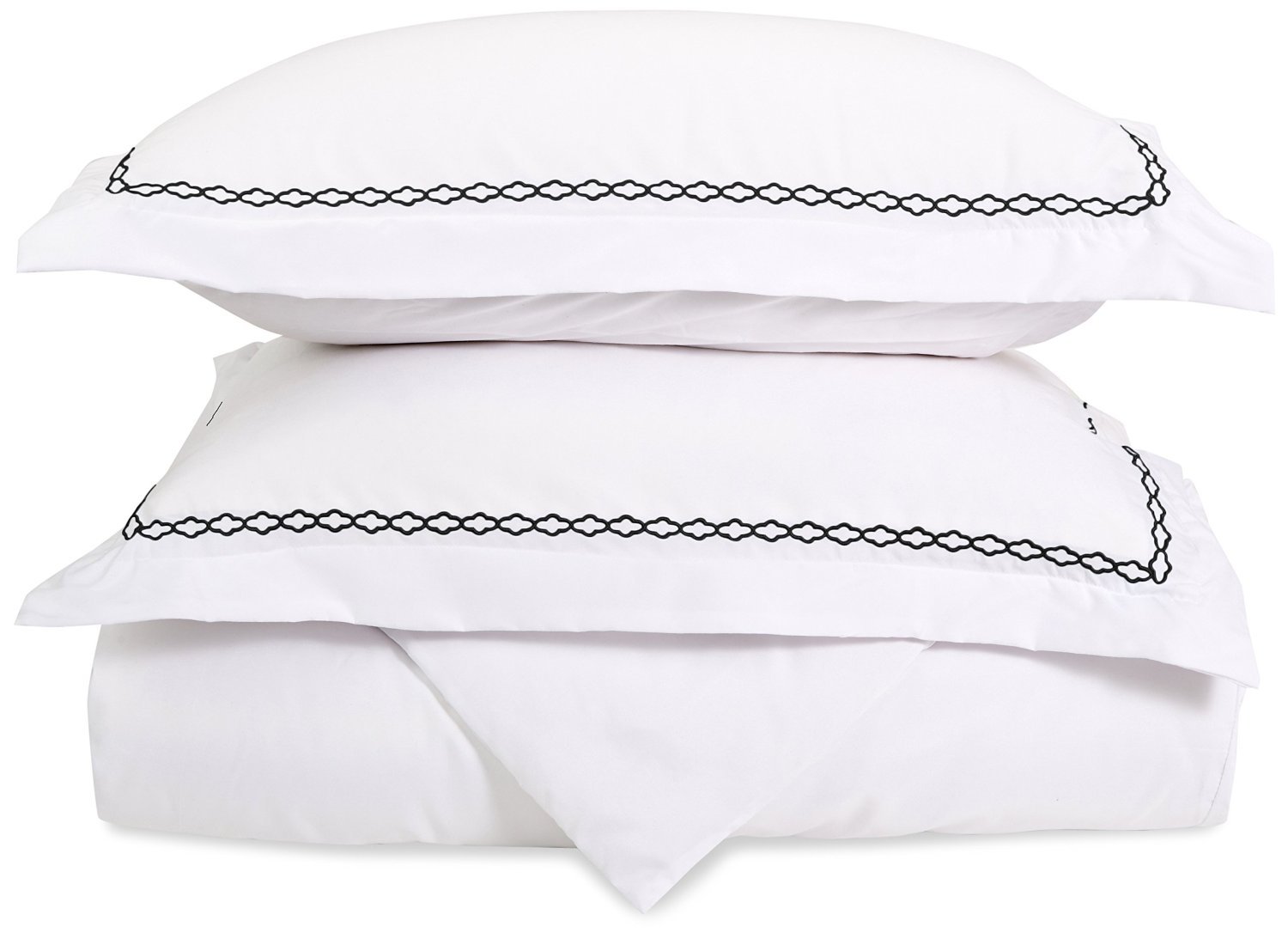 Premium 100% Brushed Microfiber King/California King Duvet Cover Set - Ultra Soft, Lightweight & Wrinkle Resistant White Bedding with Black Cloud Embroidered Pillowshams in Gift Box - Perfect for Master Bedroom, Guest Room & Luxury Hotel Decor