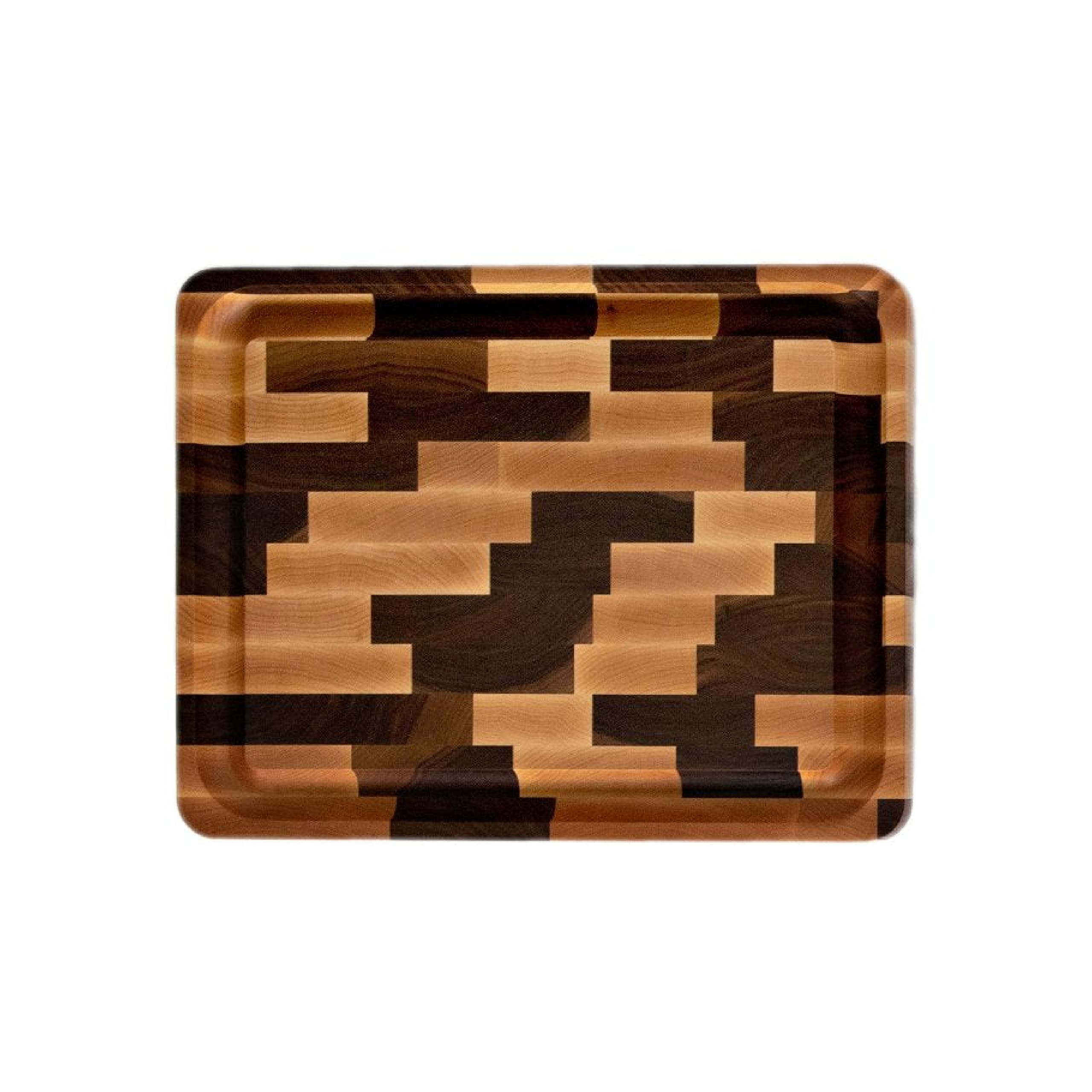Premium Walnut and Maple End Grain Cutting Board with Juice Groove - 14