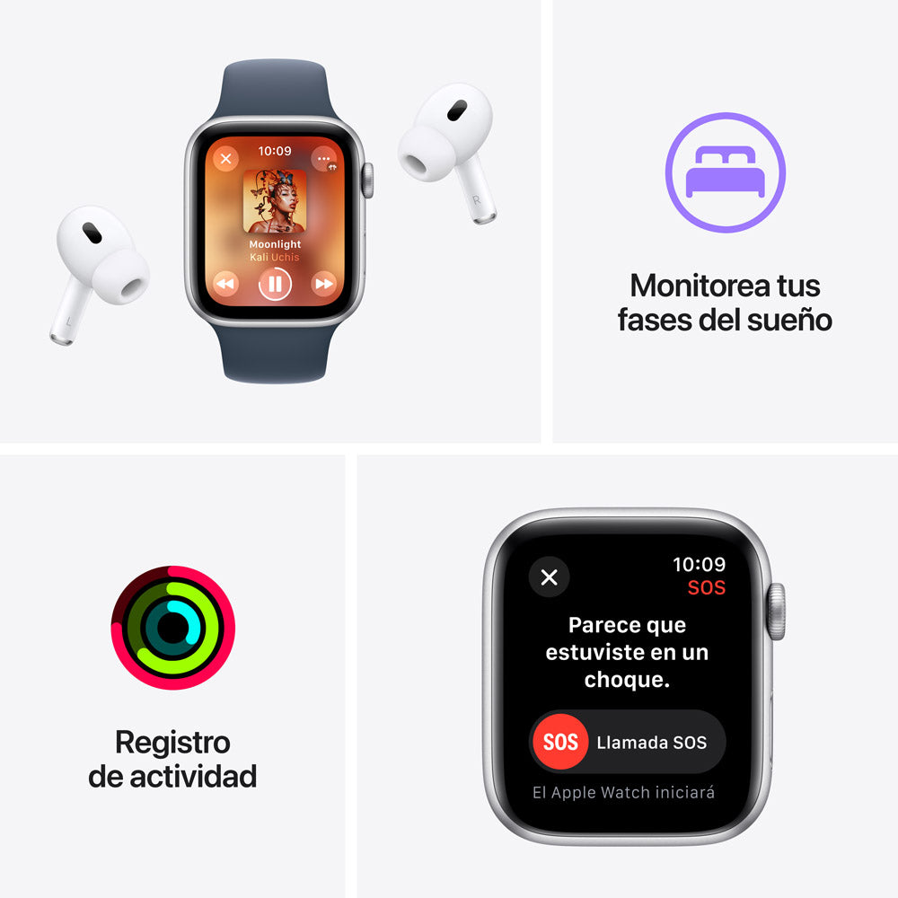 Apple Watch SE GPS 44mm - Starlight Aluminum Case with White Sport Band M/L - Perfect for Fitness Tracking & Everyday Wear