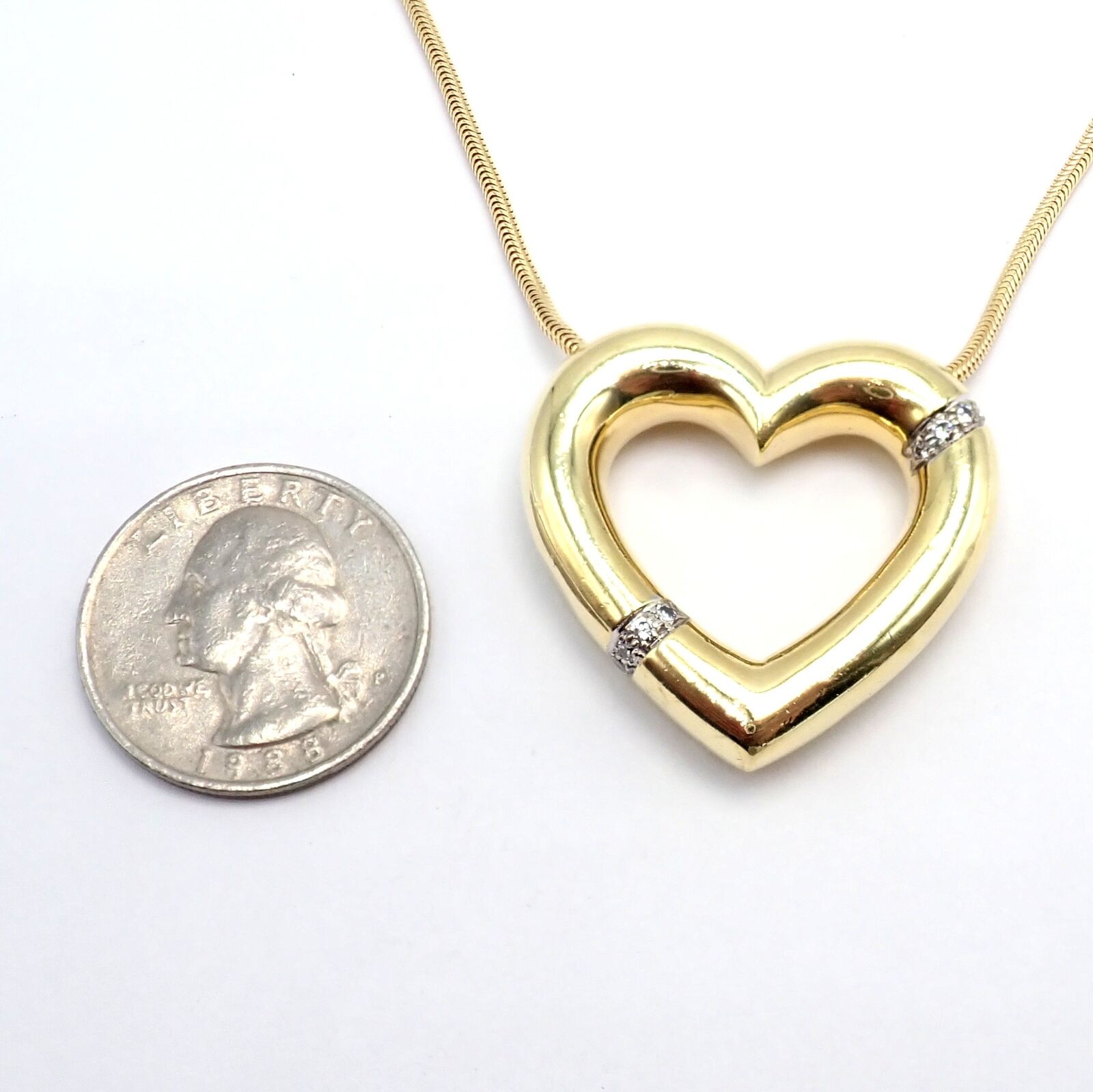 Vintage Tiffany & Co Picasso 18k Yellow Gold Diamond Large Heart Pendant Necklace for Women - Elegant Jewelry Gift for Anniversary, Valentine's Day & Special Occasions