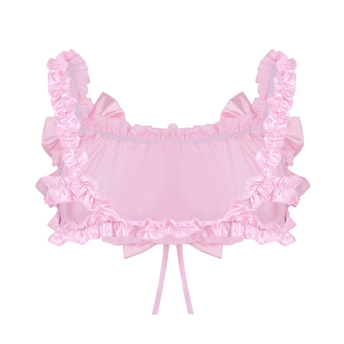 ACSUSS Sissy Men's Frilly Satin Training Bra - Wire-Free Bralette for Crossdressers & Cosplay - Comfortable Crop Top for Crossdressing, Drag Shows & Roleplay