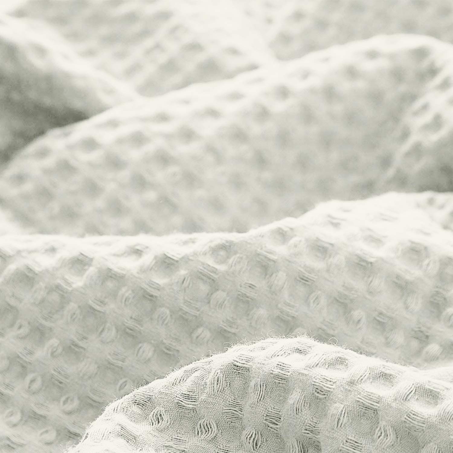 100% Cotton Waffle Weave Blanket Queen Size - All Season Soft Lightweight Breathable Hotel Quality Blanket for Bed, Sofa & Travel - Ivory Woven Blanket