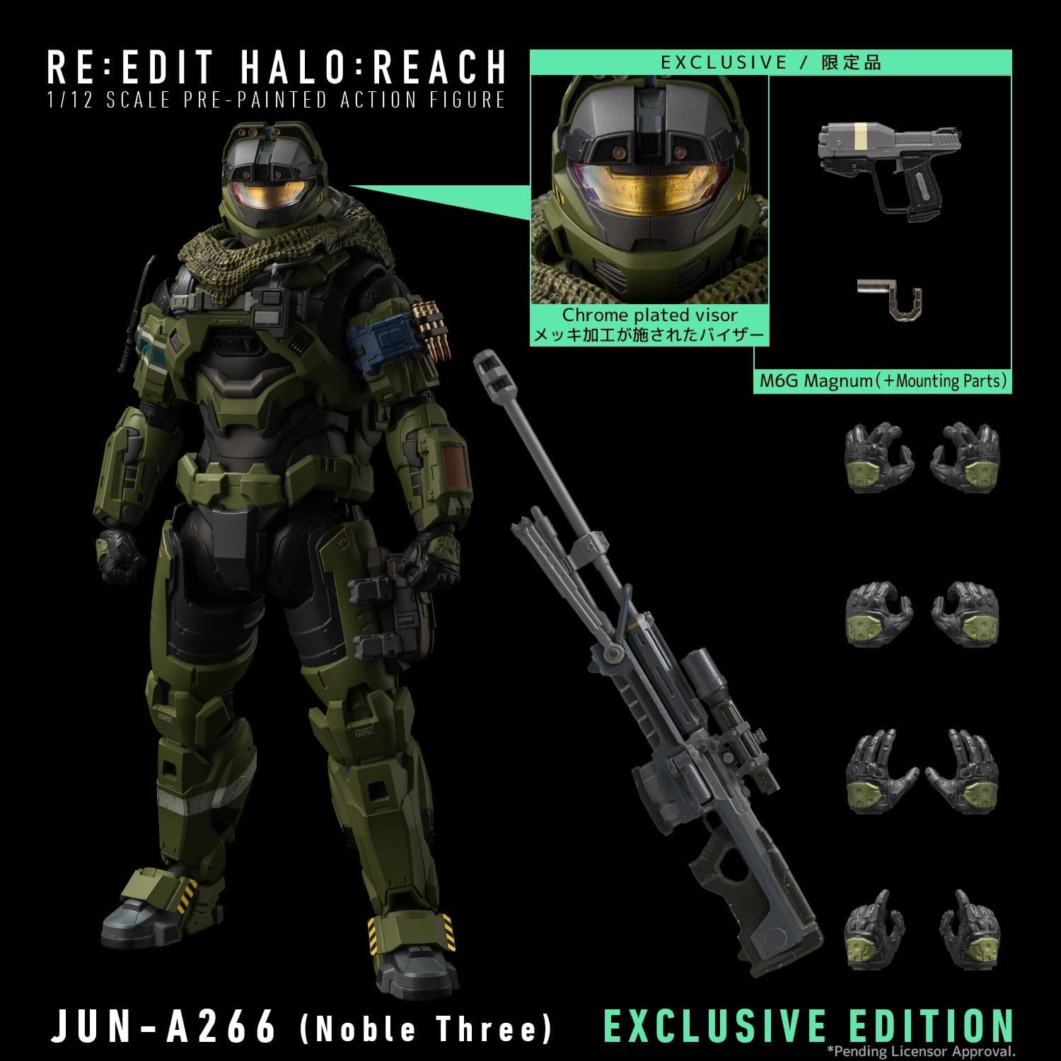 1000toys RE:EDIT Halo: Reach Jun A266 (Noble Three) 1/12 Scale PX Previews Exclusive Collectible Action Figure - Perfect for Display, Gaming Enthusiasts, and Halo Fans Collection